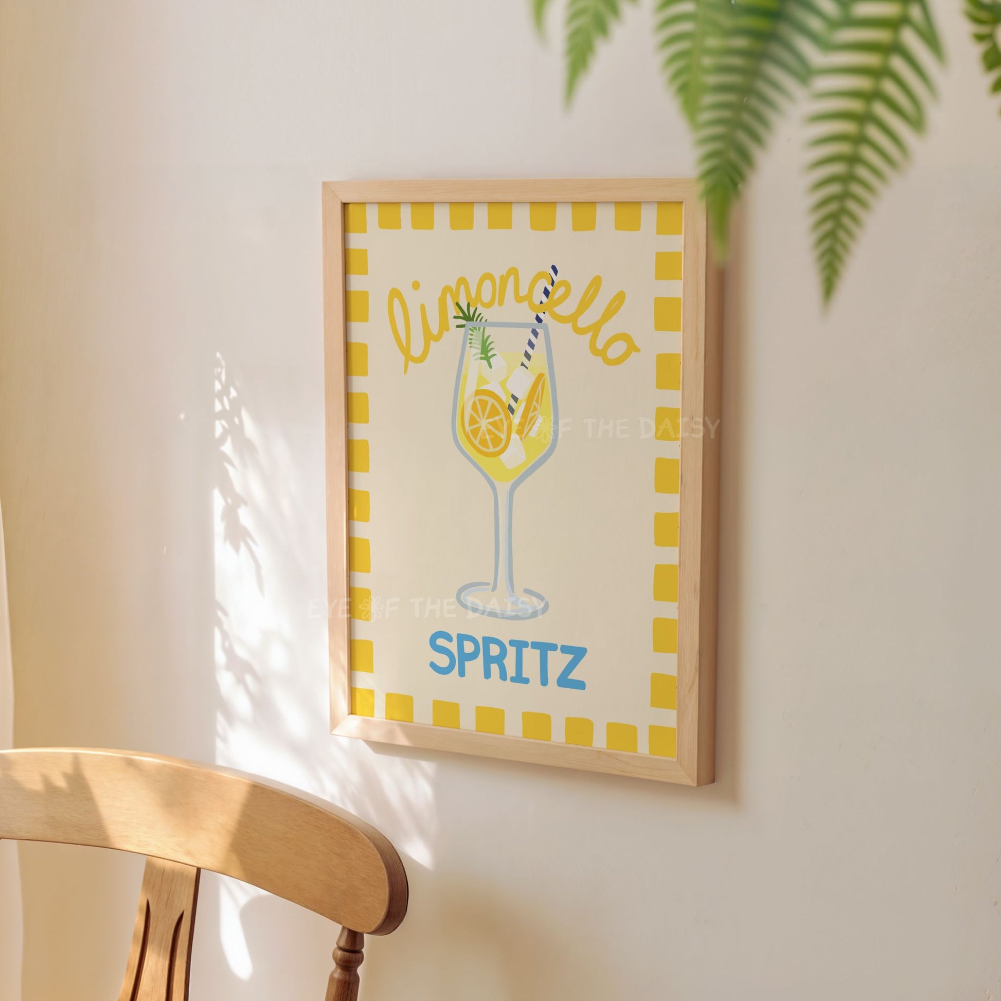 Printable Limoncello Spritz art – modern digital download of hand-drawn Italian cocktail, great kitchen or dining room wall decor
