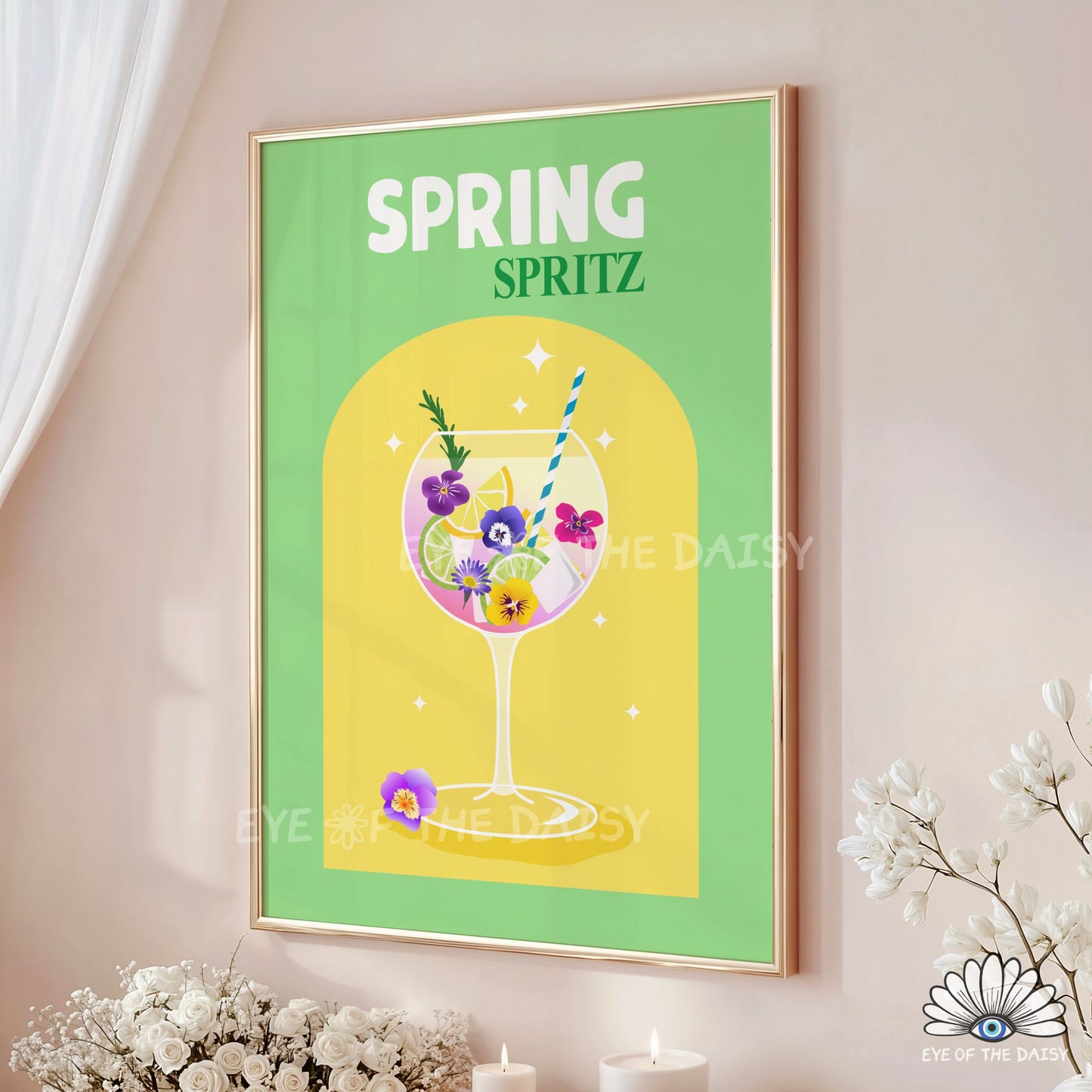 Easter bar cart printable, colourful Spritz cocktail poster digital download for Spring or Easter party decor