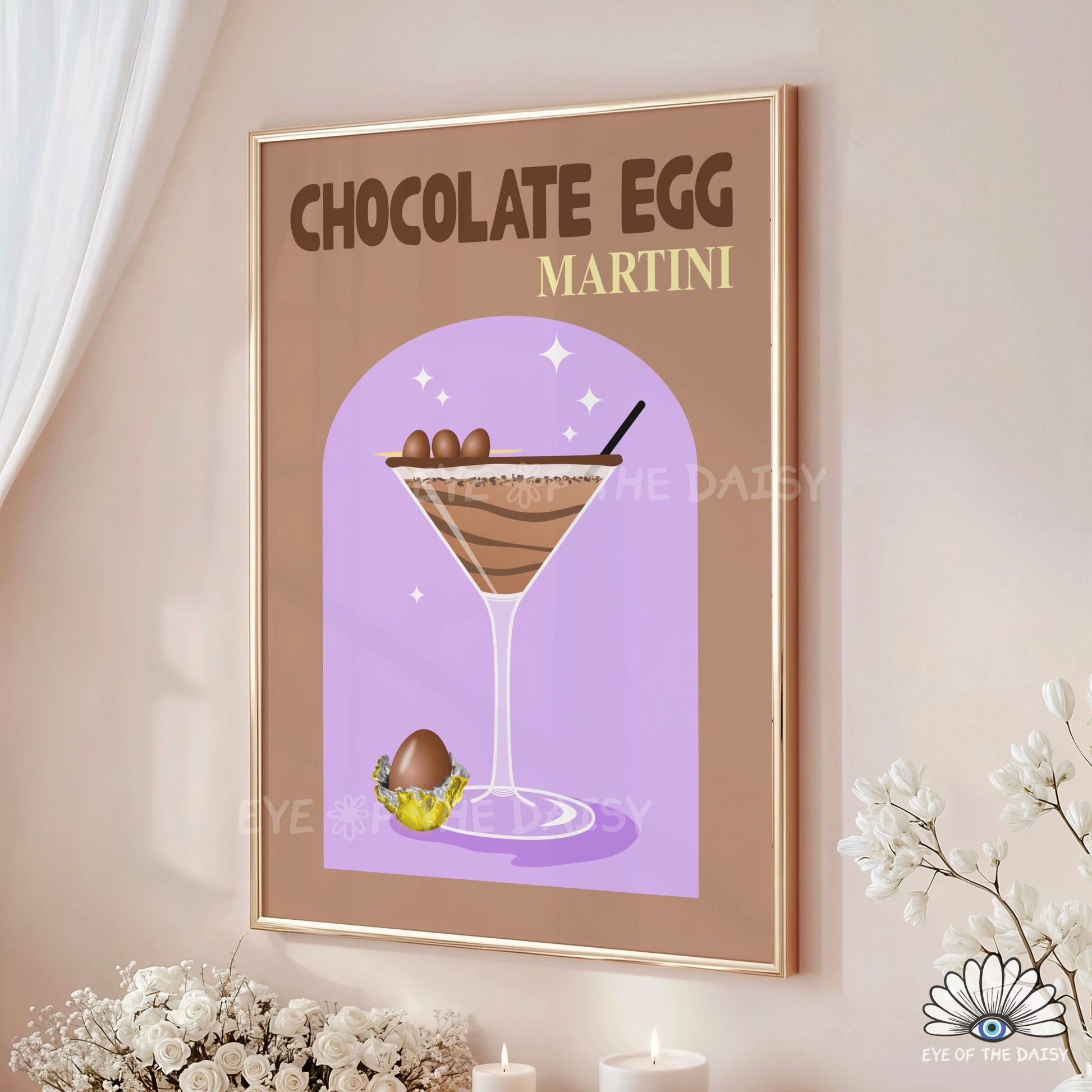 Easter and spring party poster bundle, 3-piece cocktail wall art set for Easter party or Spring bar cart decor