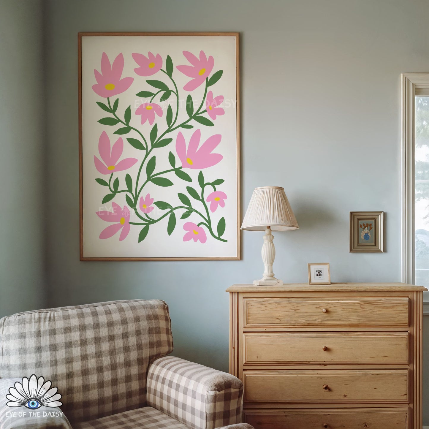 Pink Flowers Printable Wall Art | Pink Abstract Floral Print Digital Download | Whimsical Botanical Poster