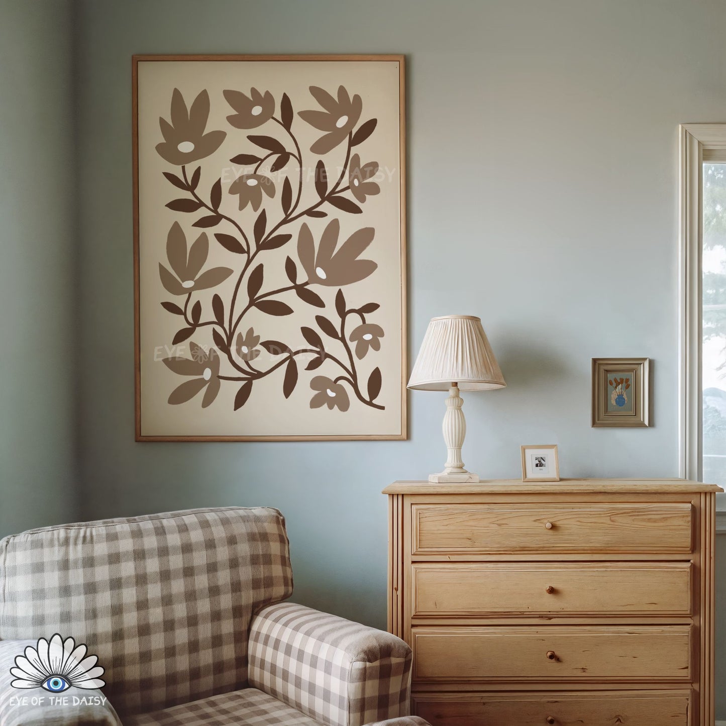 Neutral Abstract Botanical Printable Wall Art | Brown and Beige Floral Print Digital Download