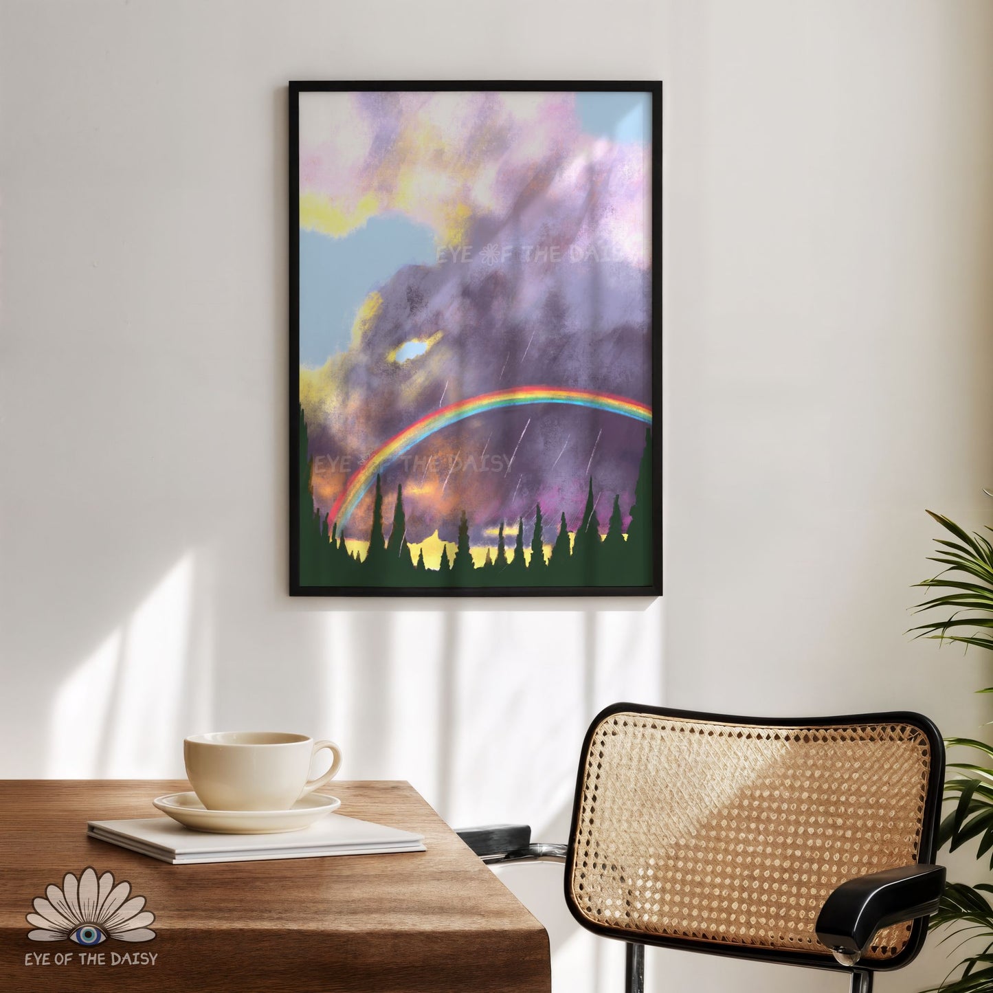 Sunset Rainbow Clouds Print Digital Download | Boho Abstract Landscape Printable Wall Art