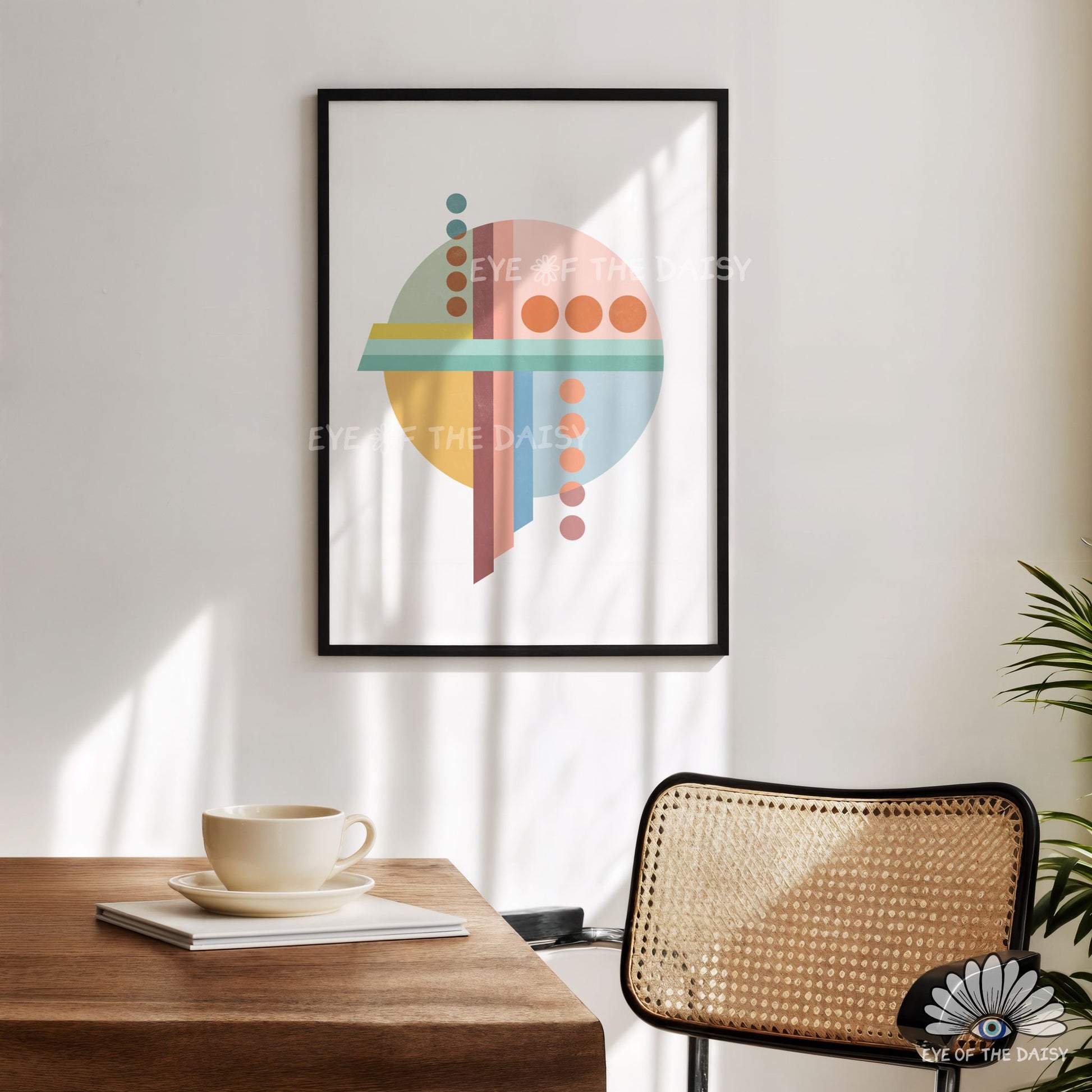 Colorful Bauhaus wall art, geometric abstract print digital download in Bauhaus style