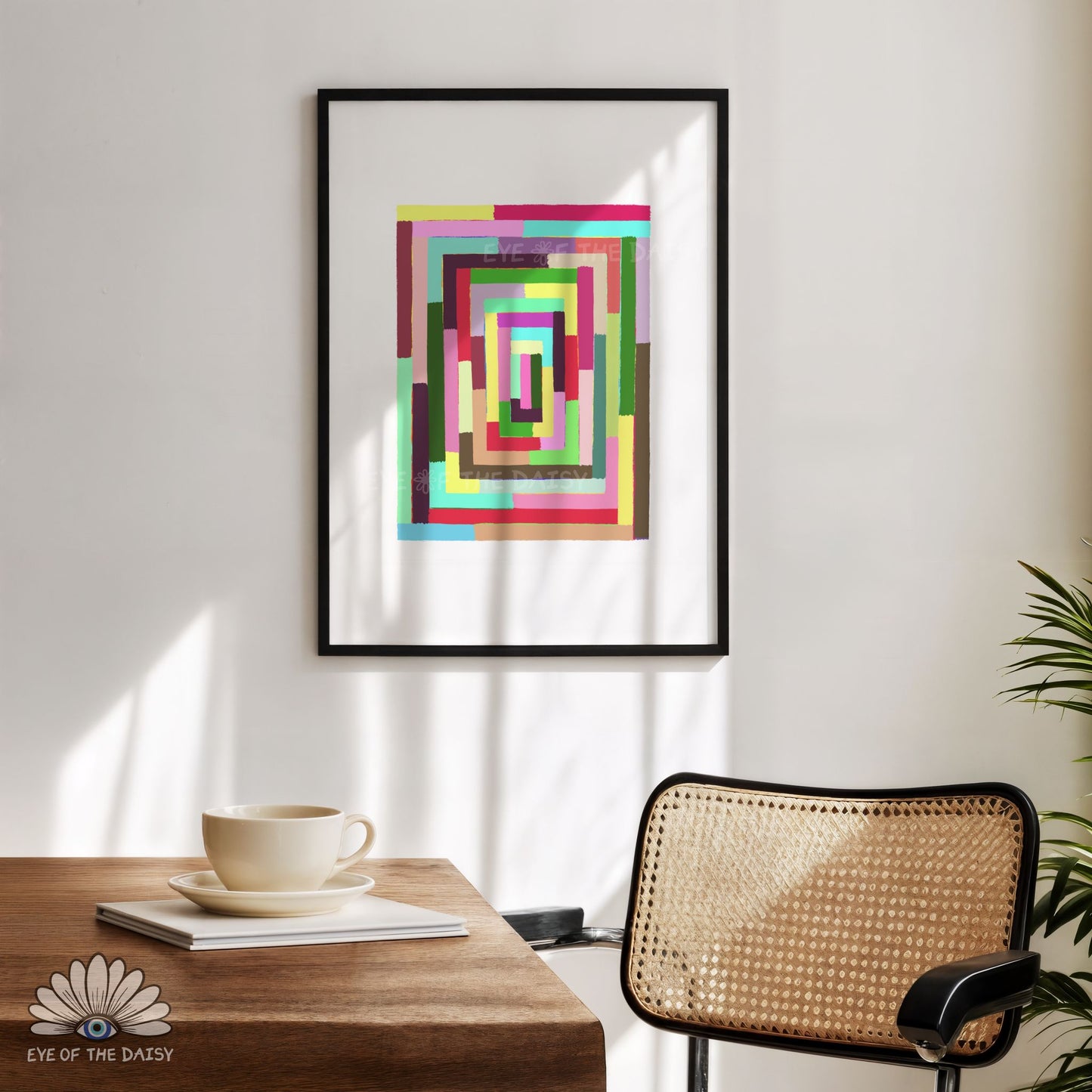 Vibrant minimalist abstract digital download with white border gallery wall poster