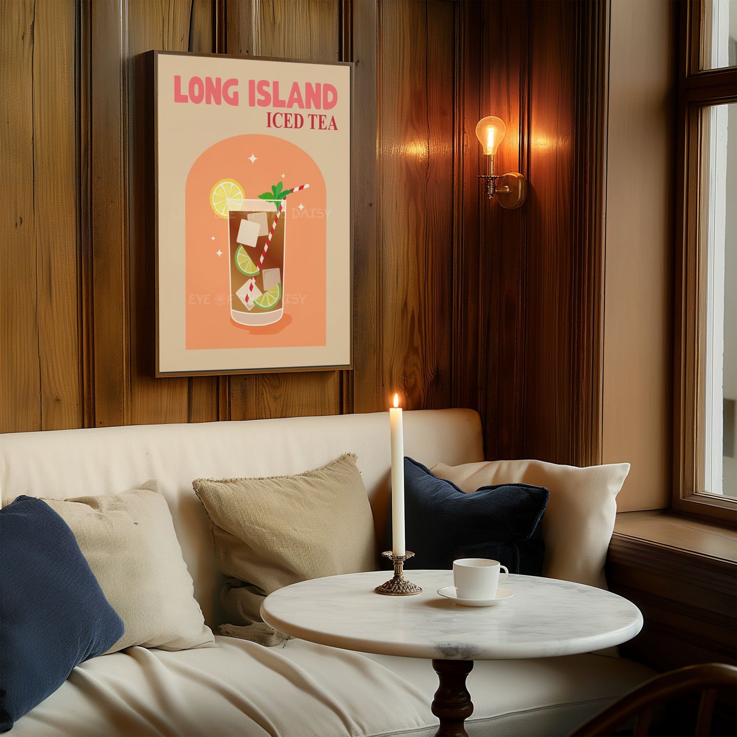 Modern Long Island Iced Tea drink print — vibrant cocktail wall art with retro flair, perfect digital poster for dorms or trendy bedrooms
