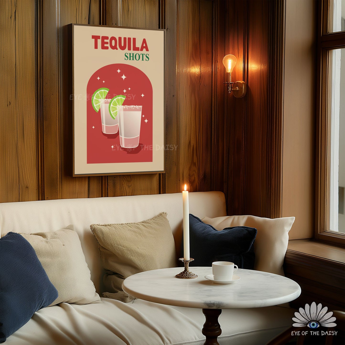retro Tequila Shots poster vibrant Tequila poster printable wall art for modern kitchen decor