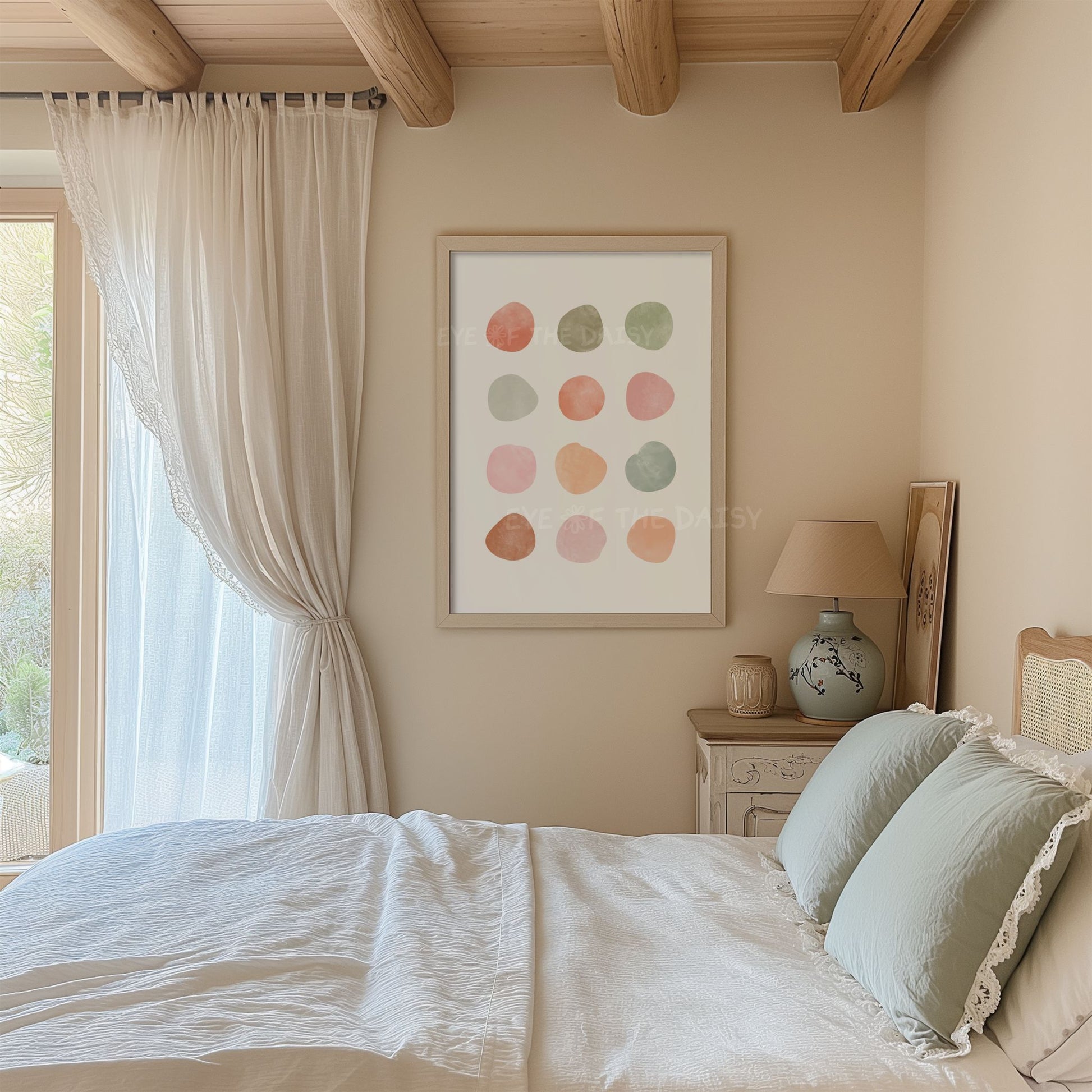 Neutral watercolor print set of 3 soft abstract digital artworks with minimalist strokes for vintage or modern farmhouse bedroom decor