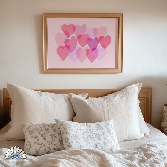 Whimsical Pink Hearts Printable Wall Art | Valentine’s Day Print Digital Download | Cute Dopamine Decor Poster