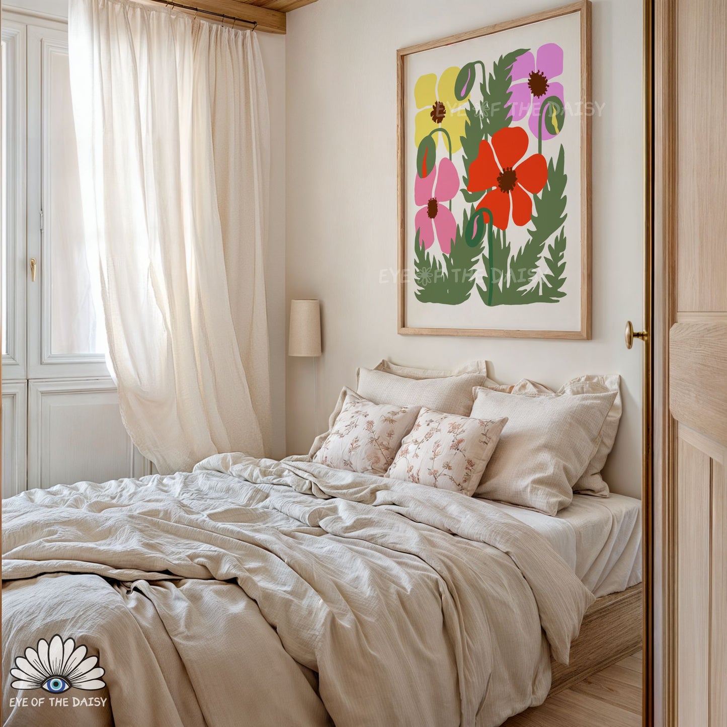 Colourful color block botanical print instant download, modern Scandi printable wall art