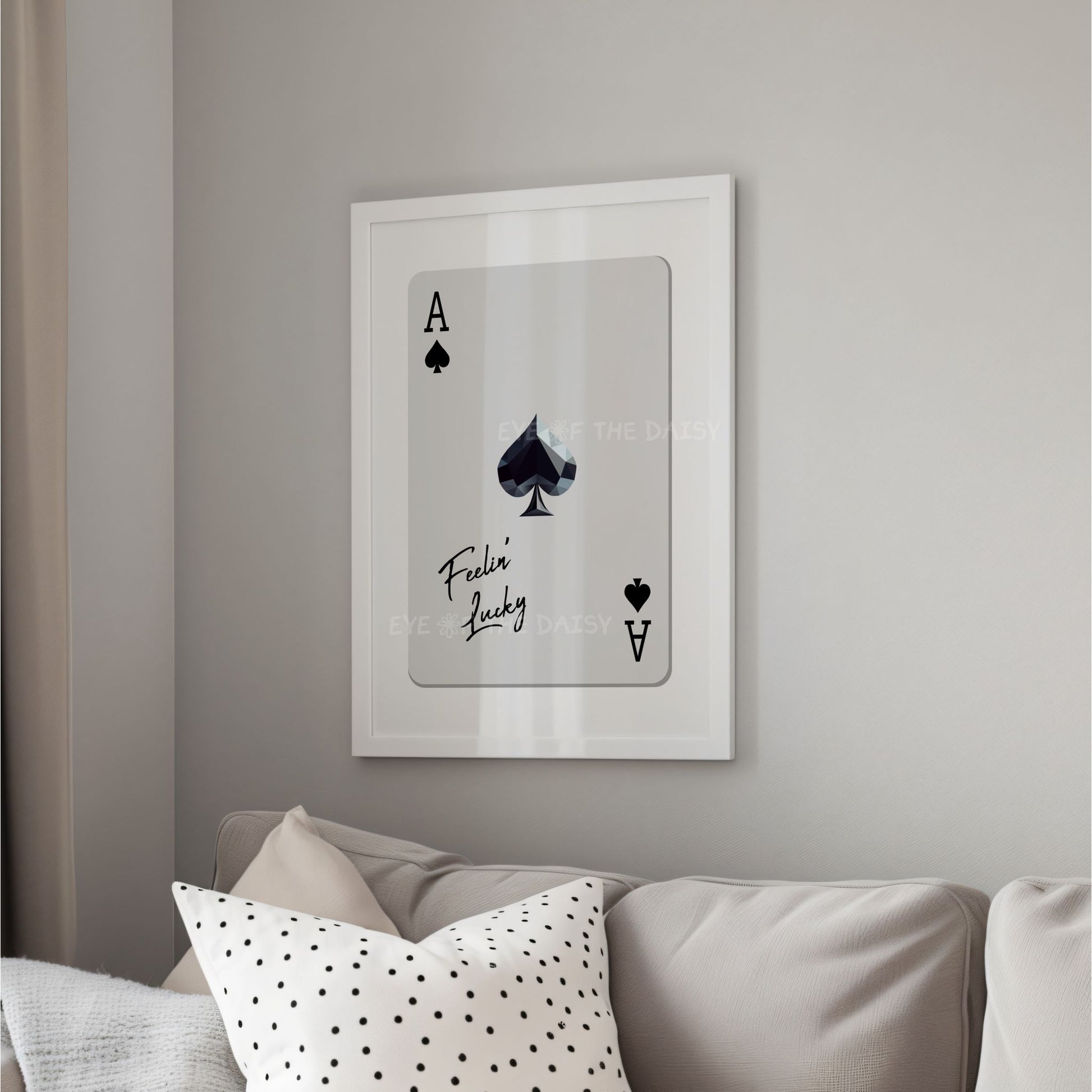 Ace of Spades printable poster, monochrome gallery wall print with inspirational positivity print feel, digital download