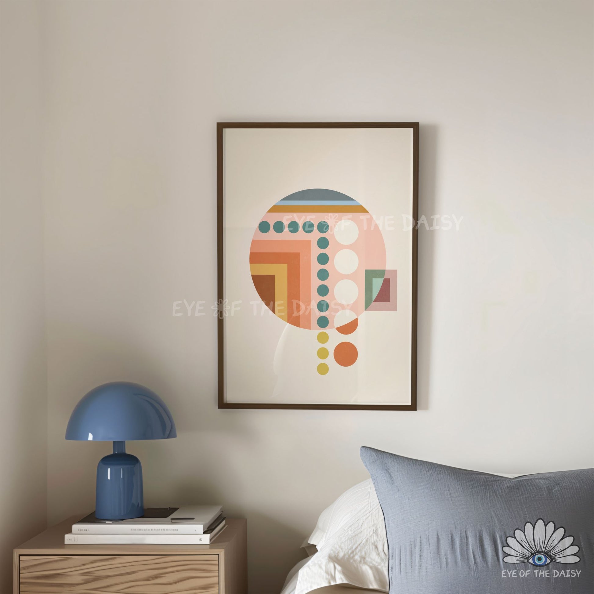 Warm muted geometric printable wall art set, modern Bauhaus 3 piece wall art