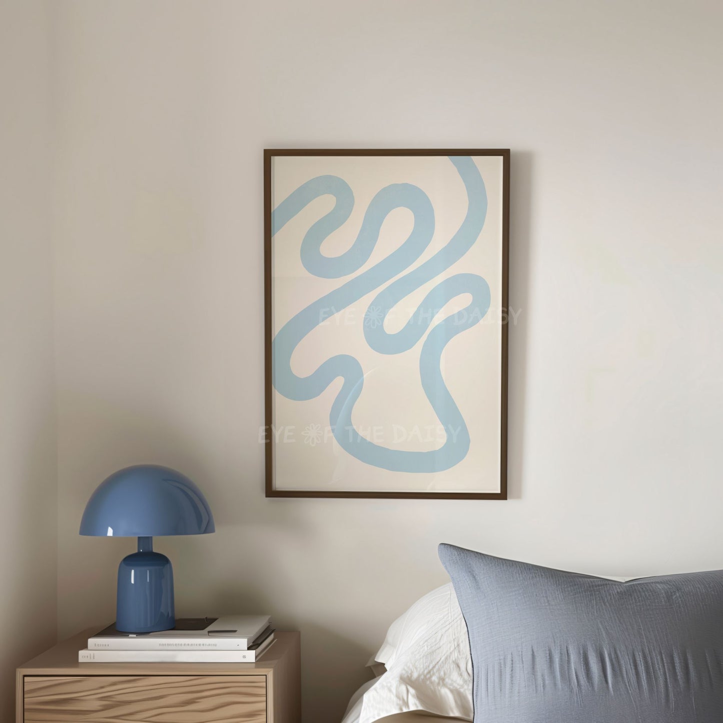 Sky blue & white abstract print set digital download, perfect downloadable poster set for trendy bedroom decor