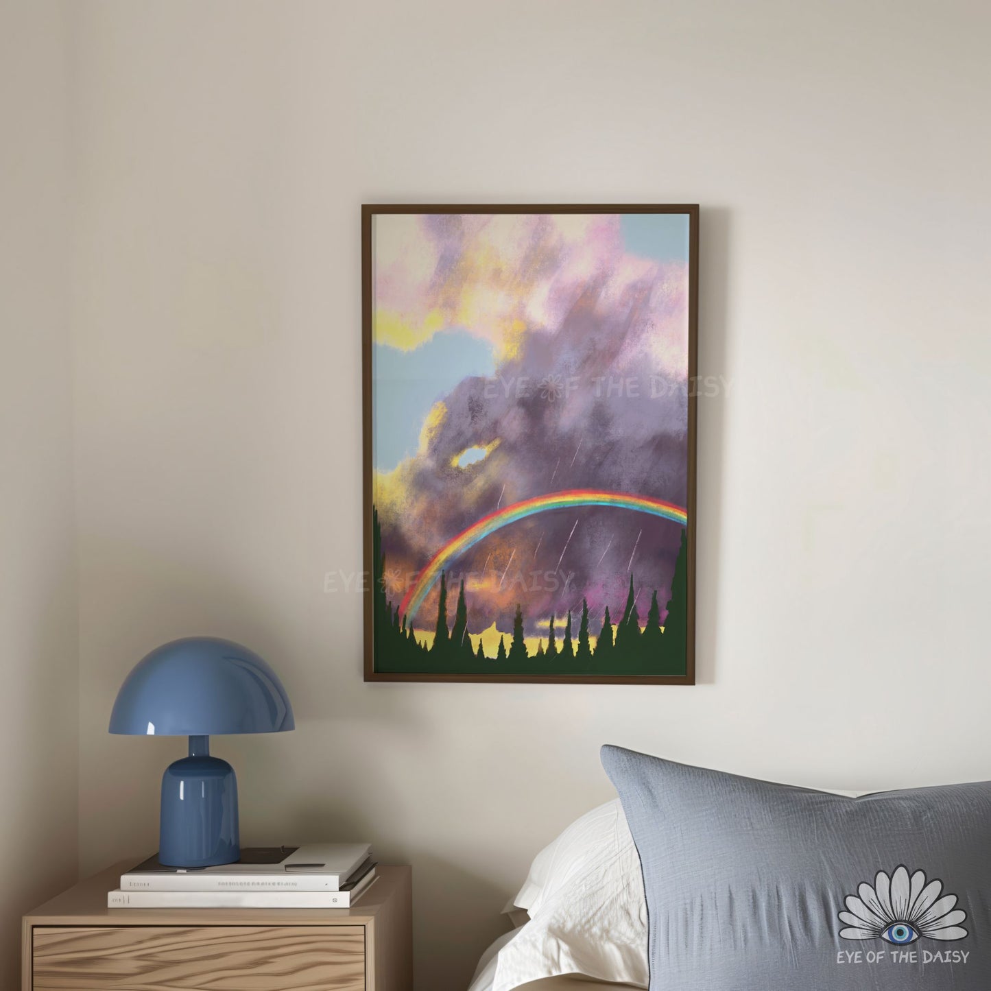 Sunset Rainbow Clouds Print Digital Download | Boho Abstract Landscape Printable Wall Art