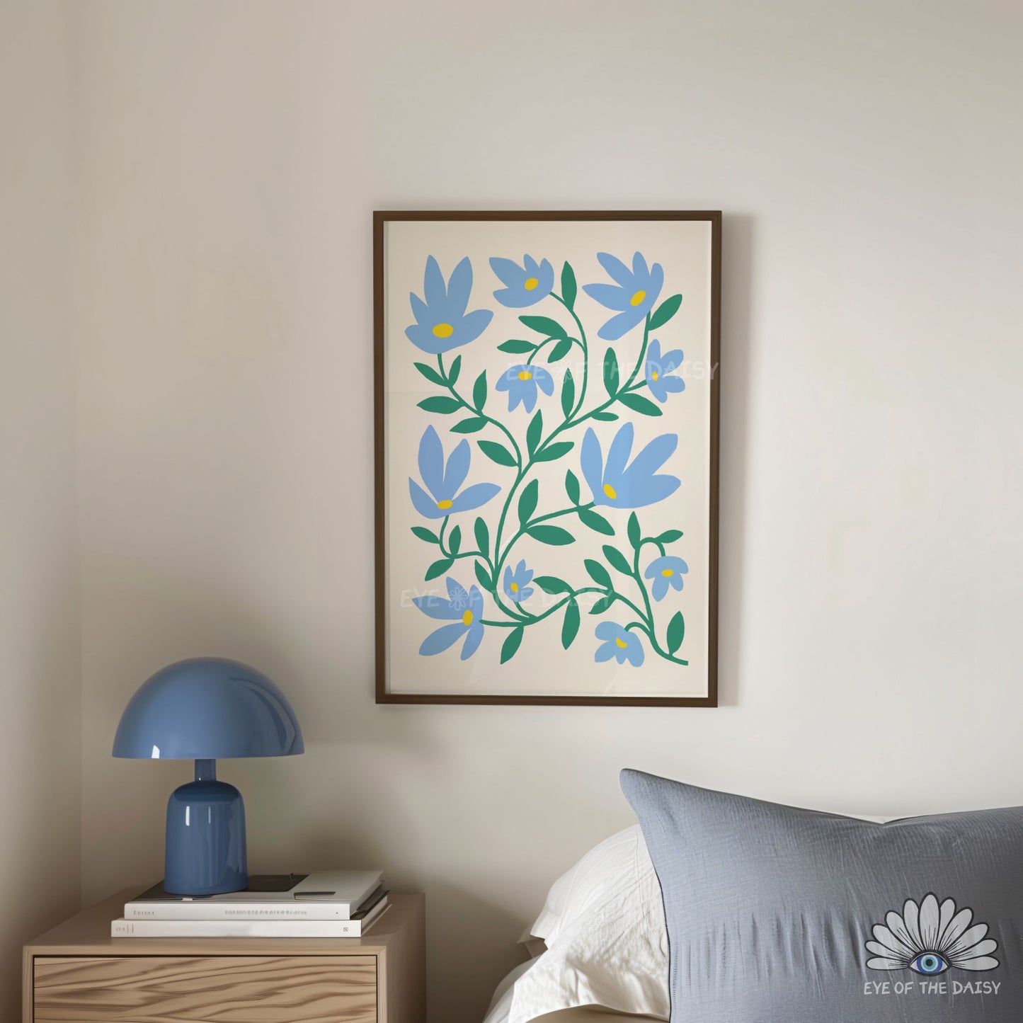 Blue Abstract Flowers Printable Wall Art | Sky Blue Botanical Print Digital Download | Whimsical Floral Print