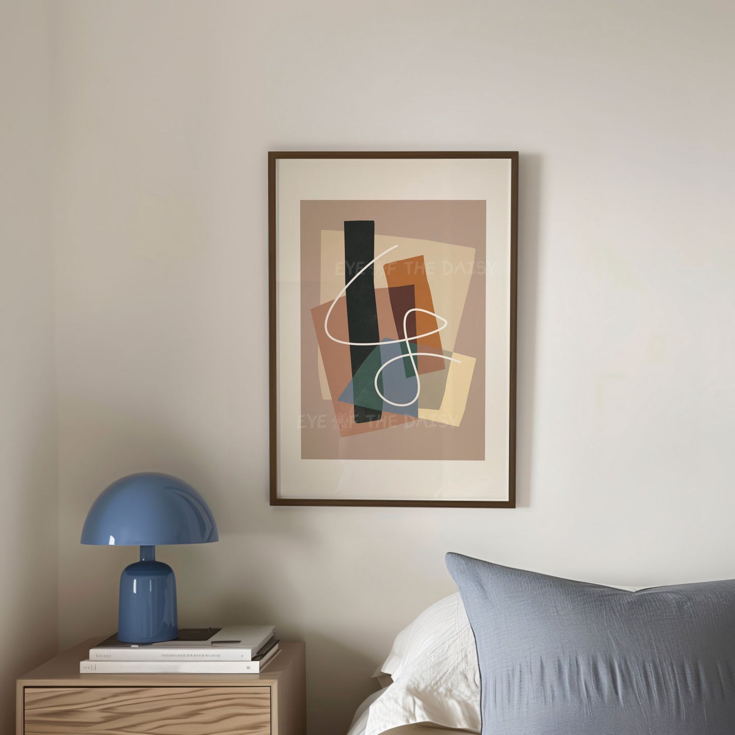 Abstract print set of 2 in muted earth colors, minimalist digital download art for contemporary bedroom or holiday rental wall decor