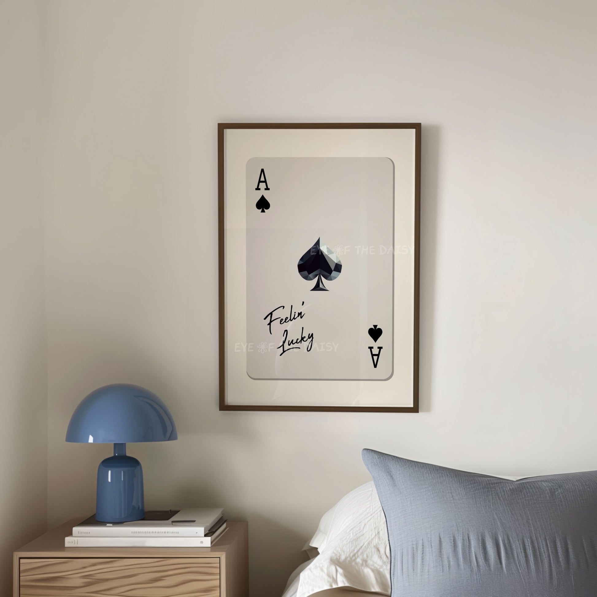 Ace of Spades minimal print in black & grey — Playing card print with positivity quote vibe, printable art for dorm room