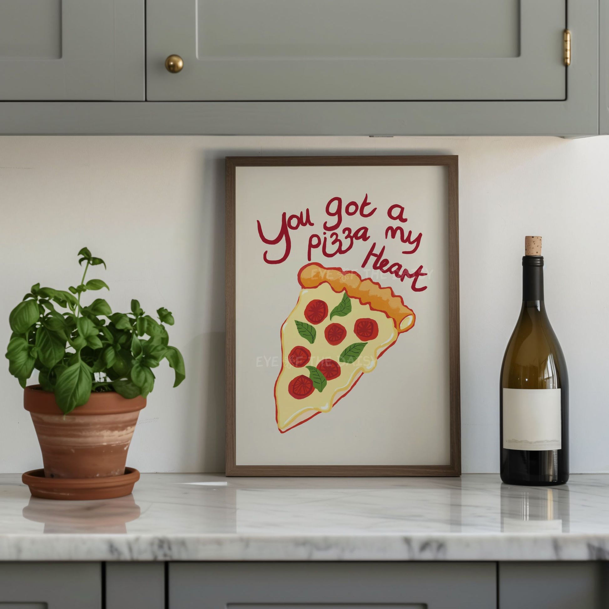 You Got a Pizza My Heart art print, modern dining room wall décor, gallery wall printable poster for fun dinner party decor