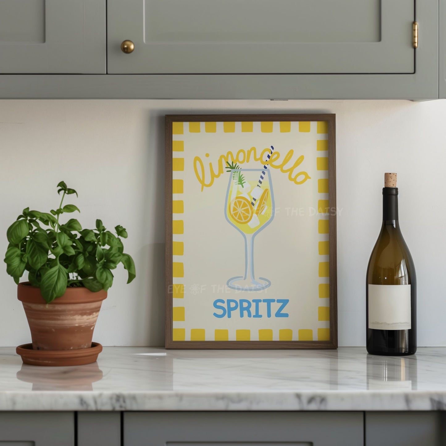 Limoncello Spritz kitchen poster – colorful foodie digital print with hand-drawn cocktail, perfect for trendy or minimalist kitchens