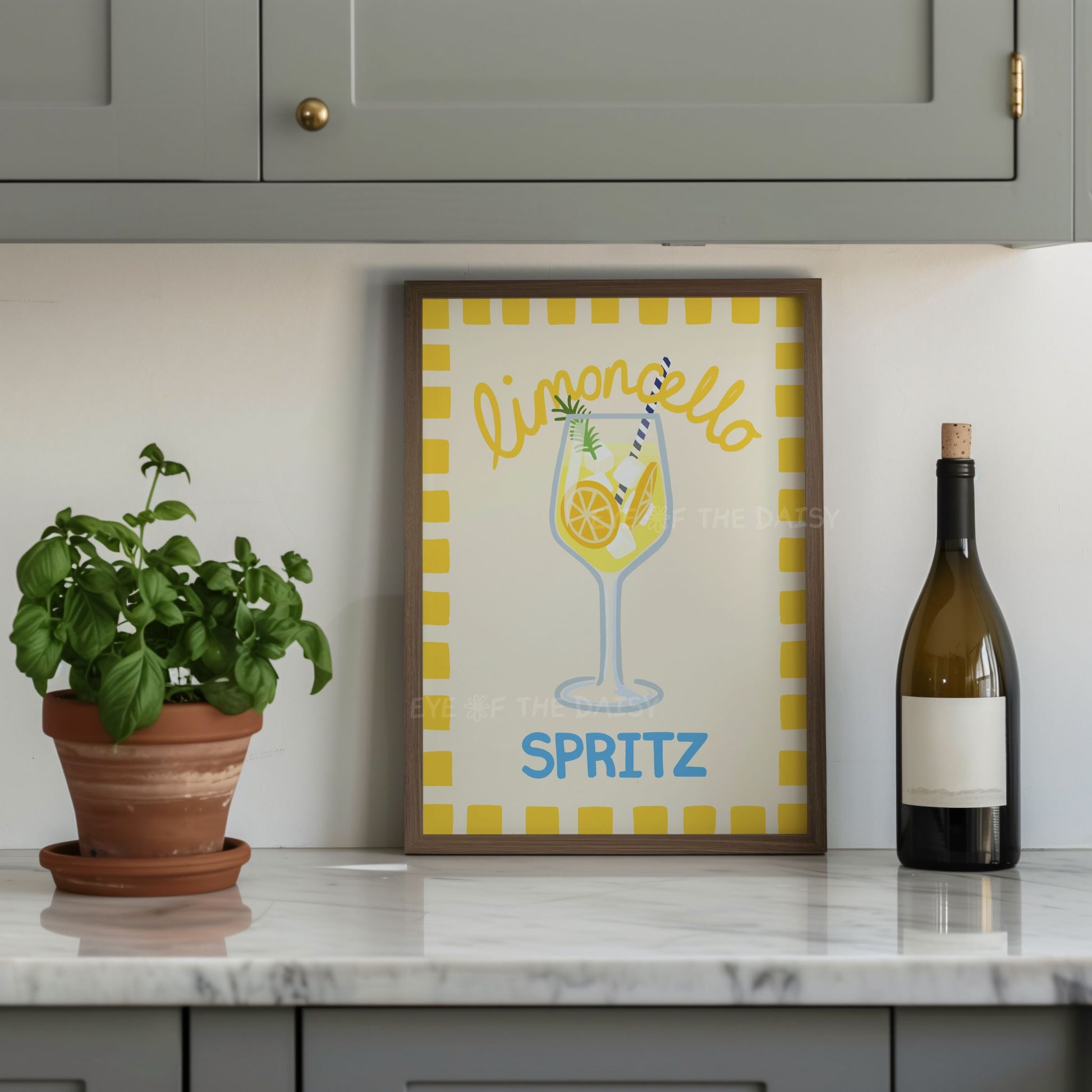 Limoncello Spritz kitchen poster – colorful foodie digital print with hand-drawn cocktail, perfect for trendy or minimalist kitchens