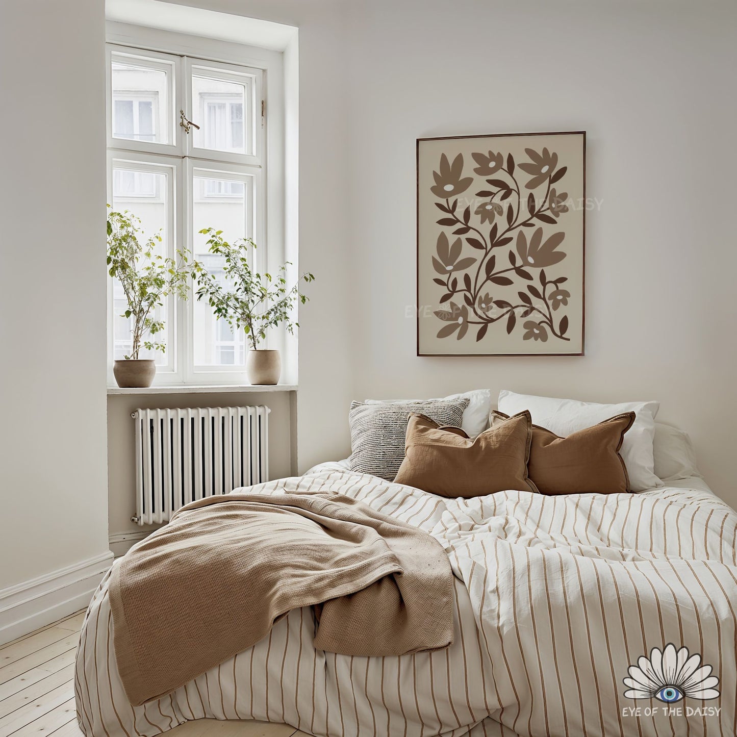 Neutral Abstract Botanical Printable Wall Art | Brown and Beige Floral Print Digital Download