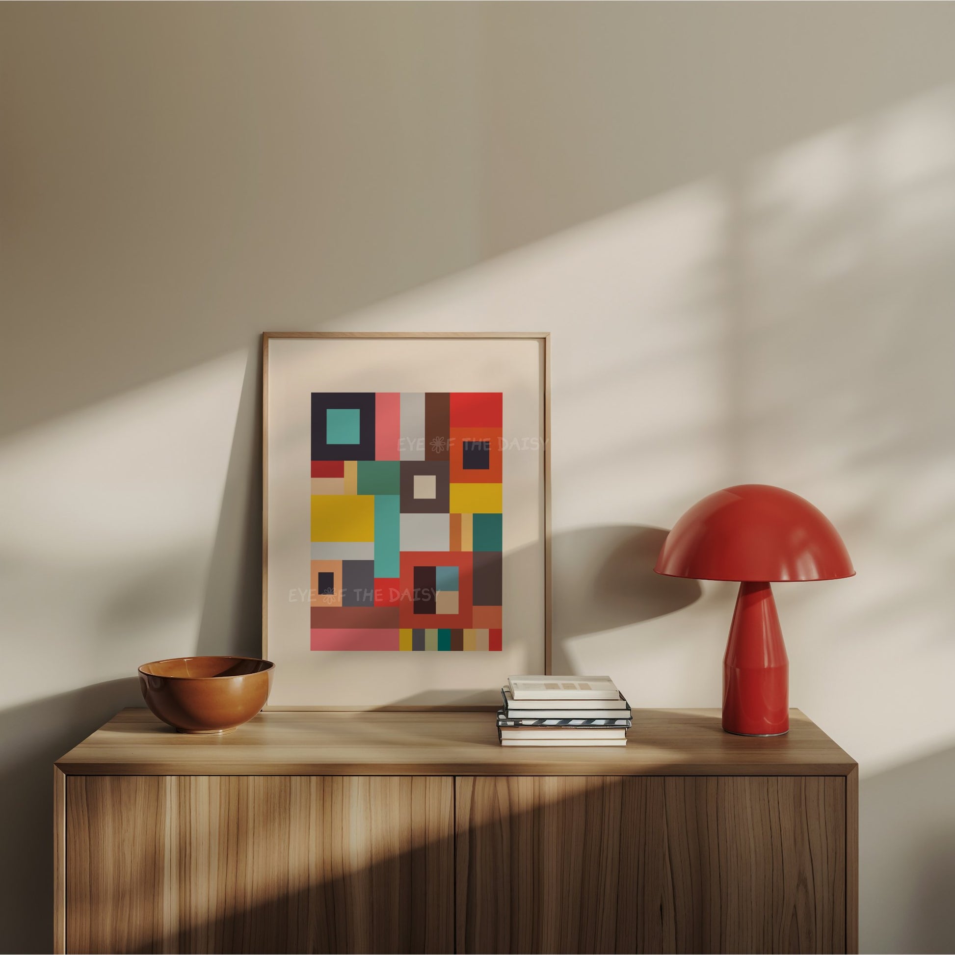 Trendy colorful squares colour block print - a modern abstract printable poster for contemporary living rooms