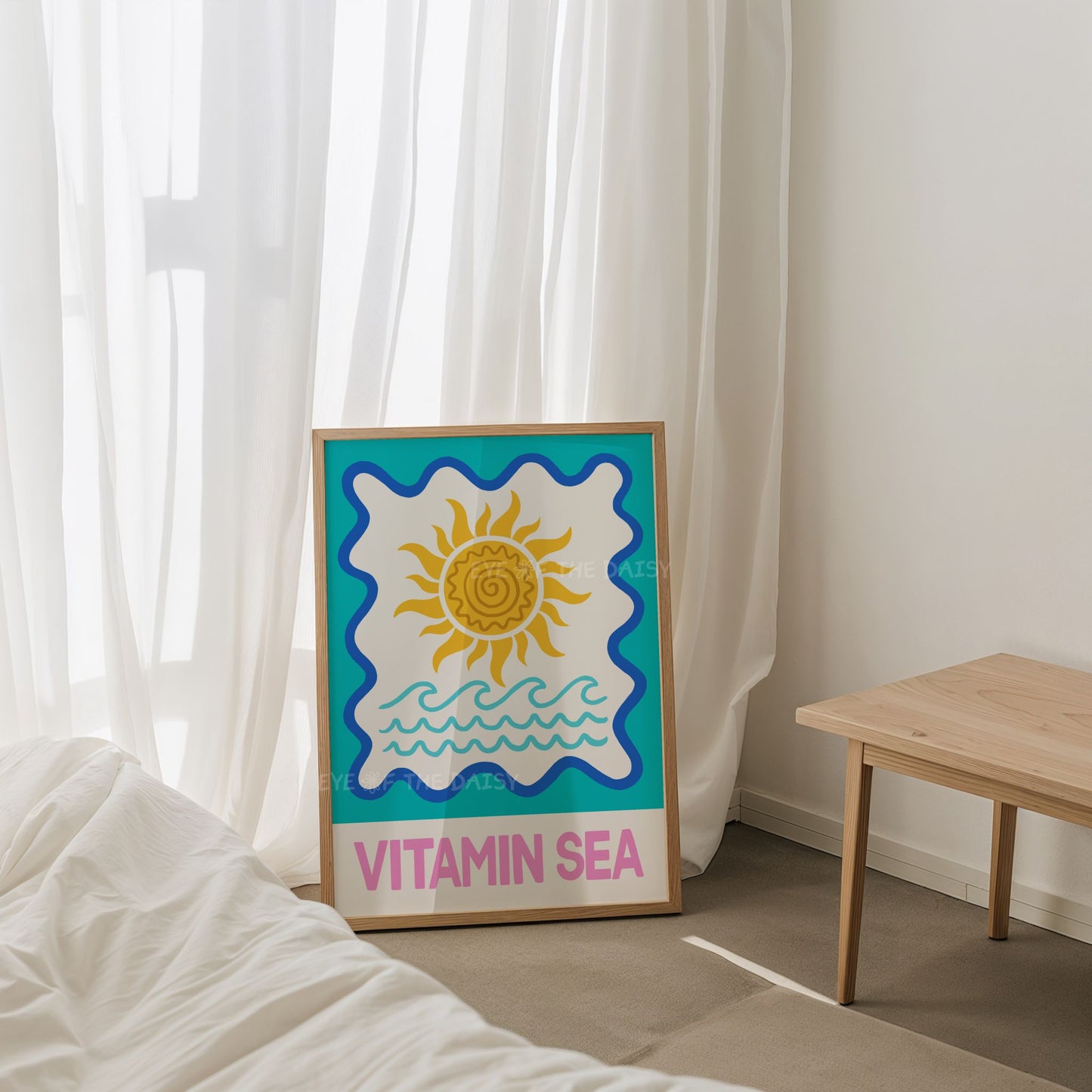 Funny Vitamin Sea print in bright coastal colors – instant download poster for summer vacation rental decor, printable beach wall art