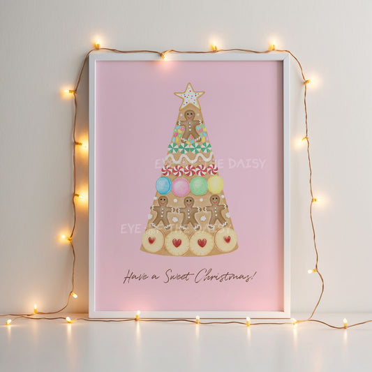 Christmas Gingerbread Print Download | Pink Holiday Kitchen Printable Wall Art