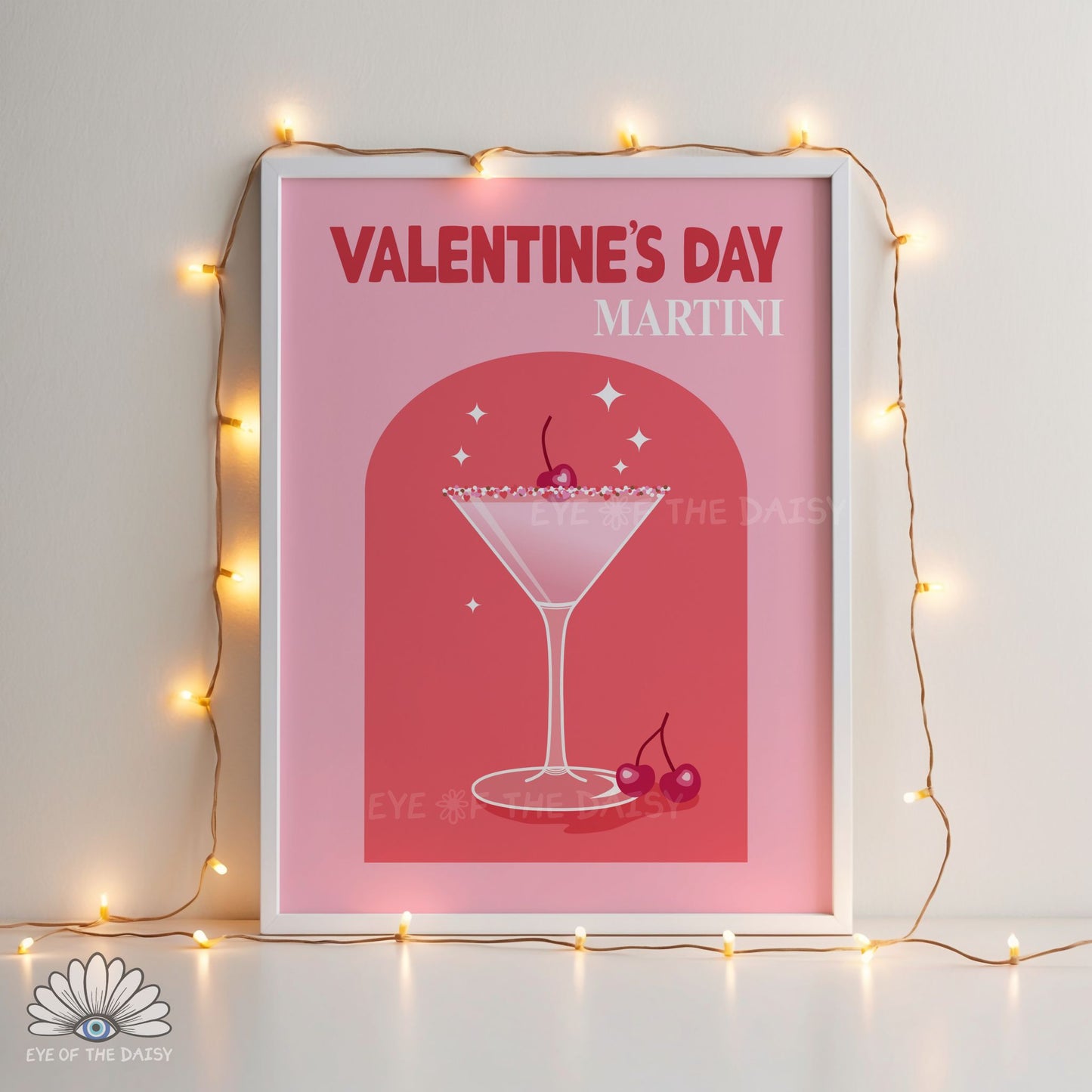 Valentine’s cocktail drinks poster digital download, fun and colorful gallery wall print for bar cart or party decor