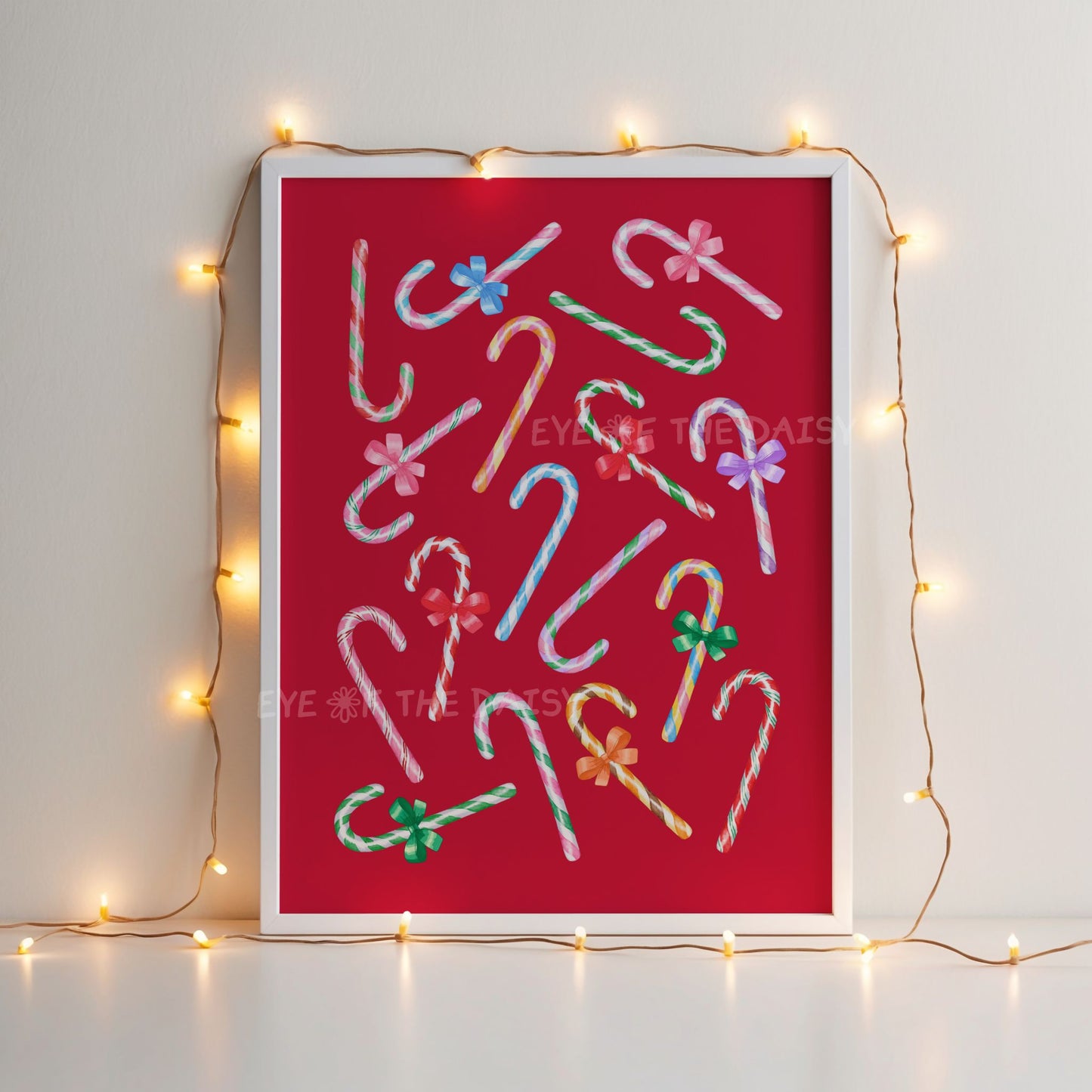 Vibrant Candy Canes Print Digital Download | Fun Maximalist Christmas Printable Wall Art