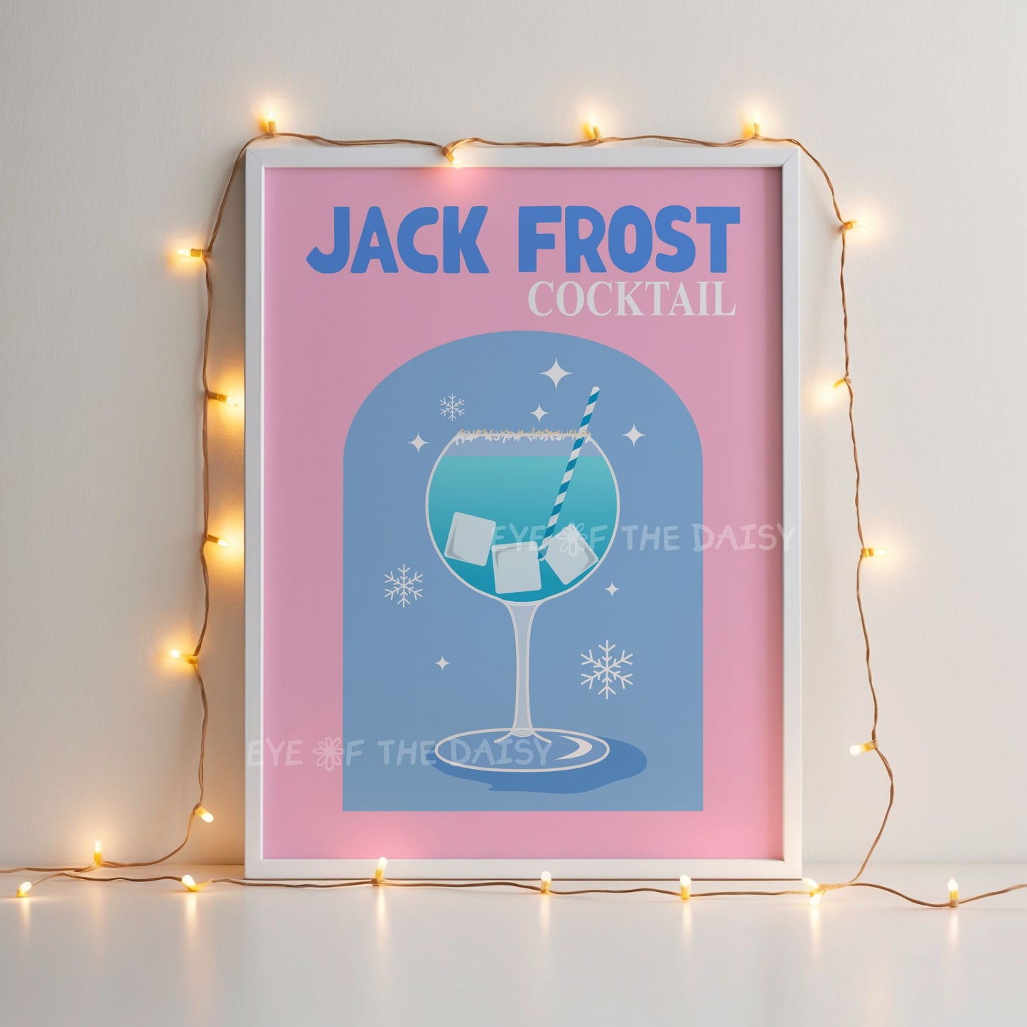 Pink Christmas Cocktail Print Digital Download | Retro Holiday Drink Printable Wall Art