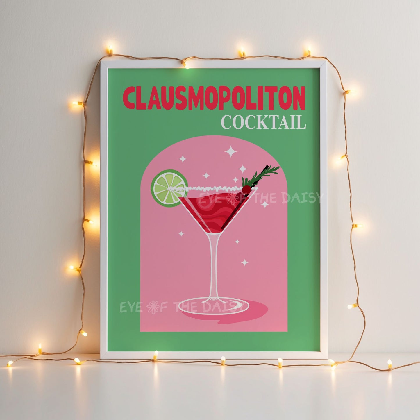 Holiday Drink Print Digital Download | Retro Christmas Cocktail Printable Wall Art