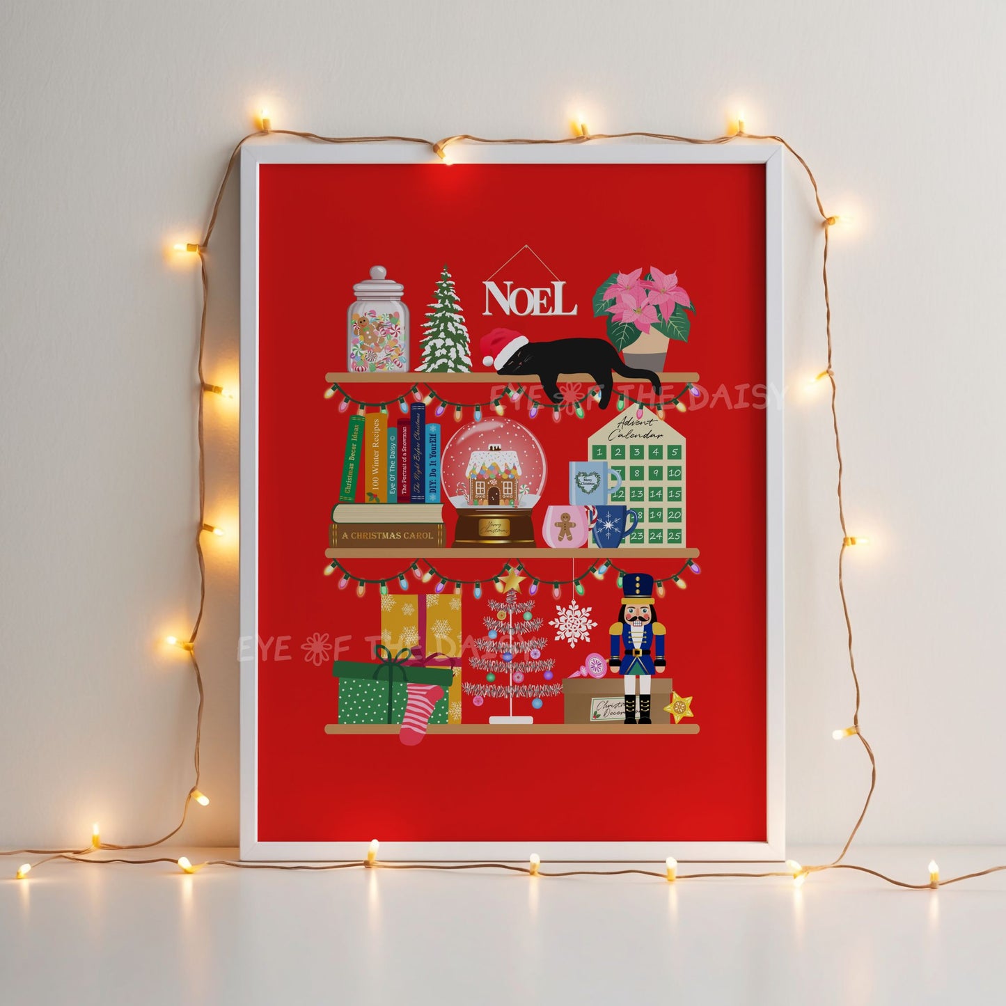 Christmas Shelf Print Digital Download | Maximalist Holiday Printable Wall Art