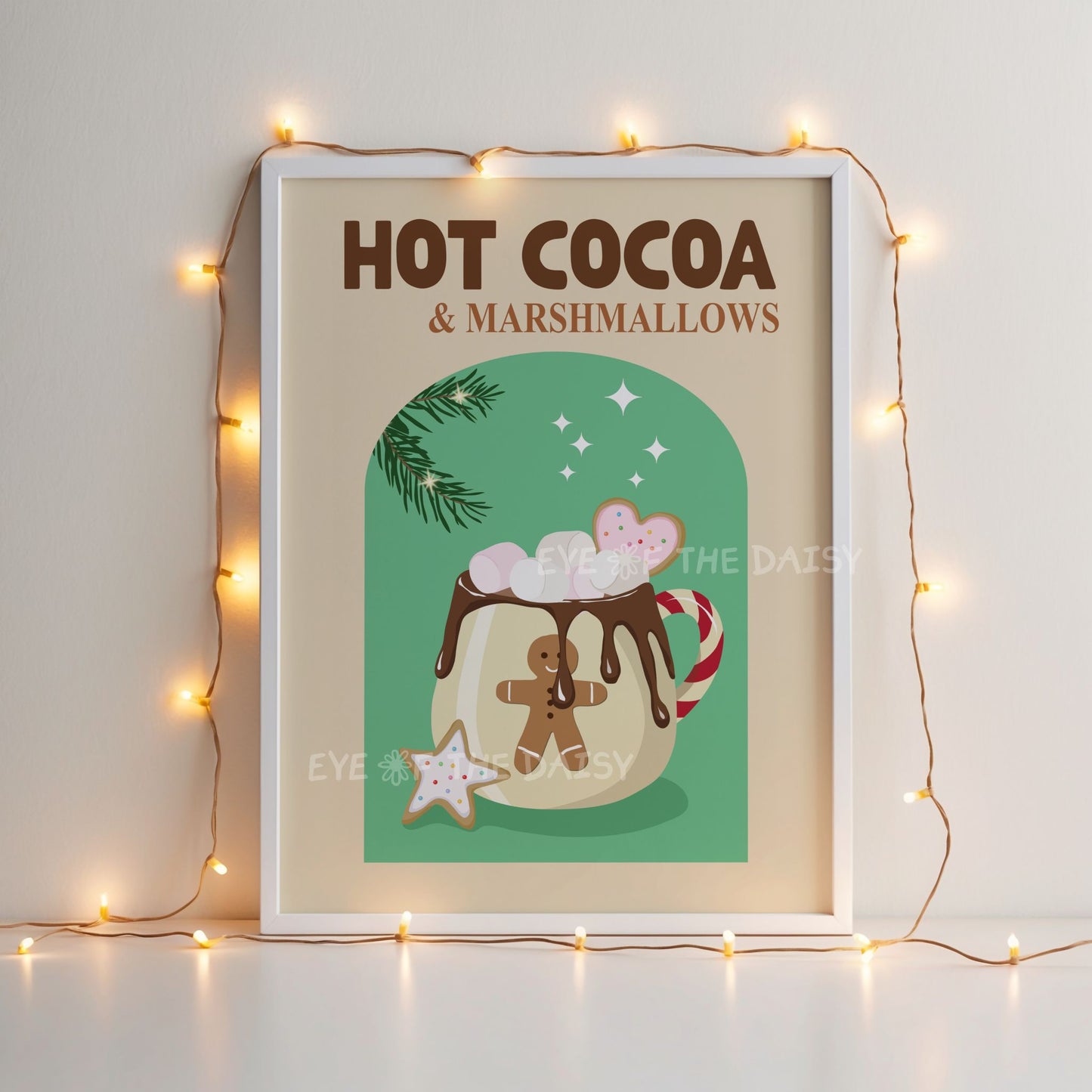Hot Chocolate Print Digital Download | Retro Holiday Cocoa Station Printable Wall Art