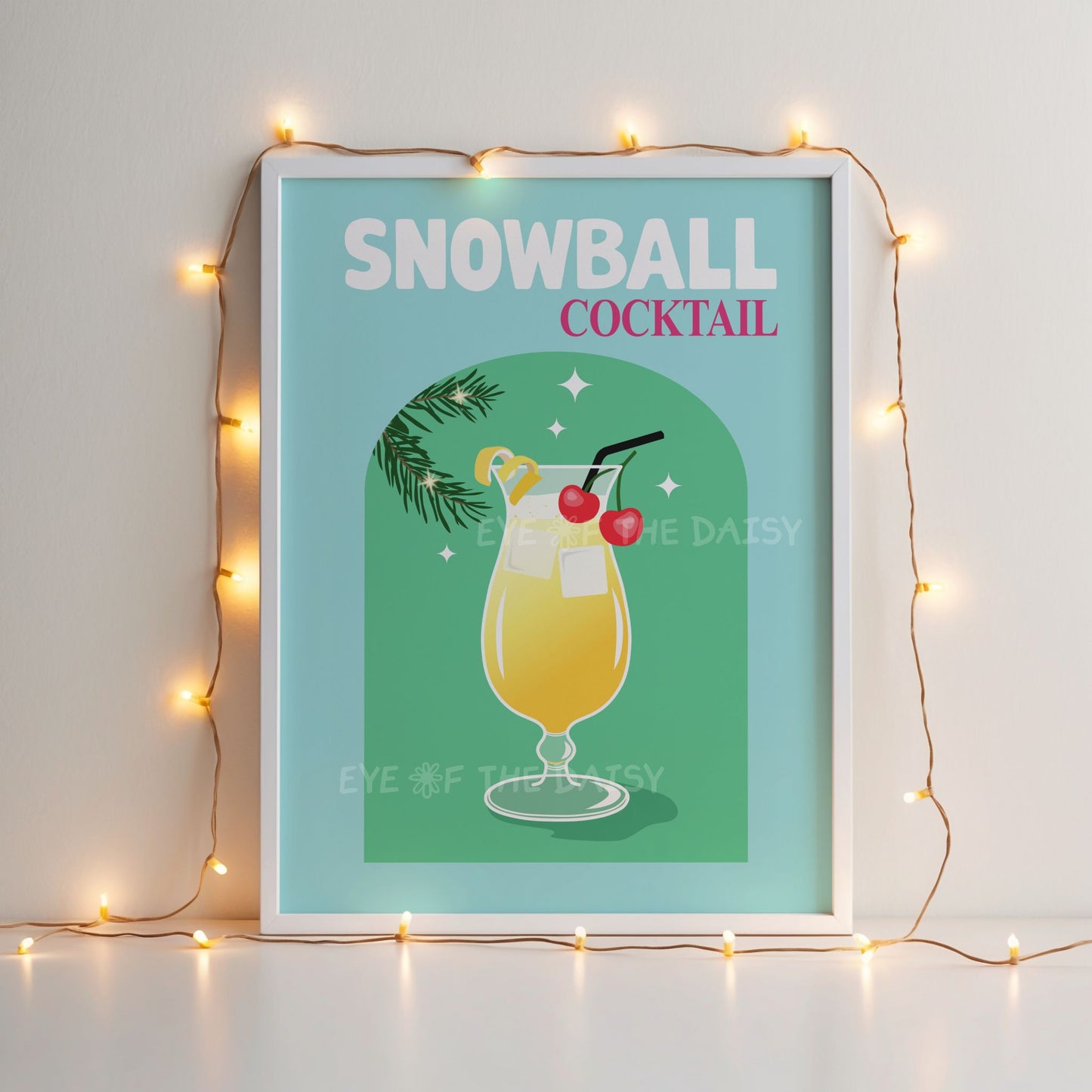 Snowball Drink Print Digital Download | Retro Christmas Cocktail Printable Wall Art