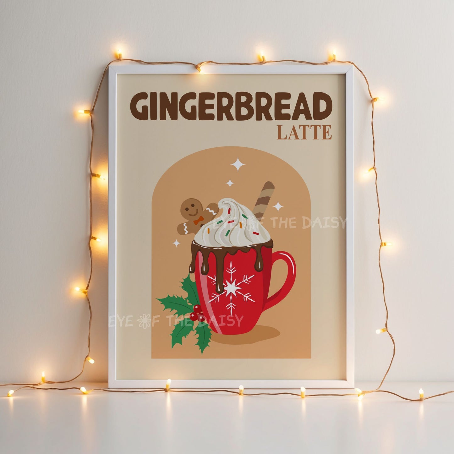 Gingerbread Latte Print Digital Download | Retro Holiday Cocoa Station Printable Wall Art