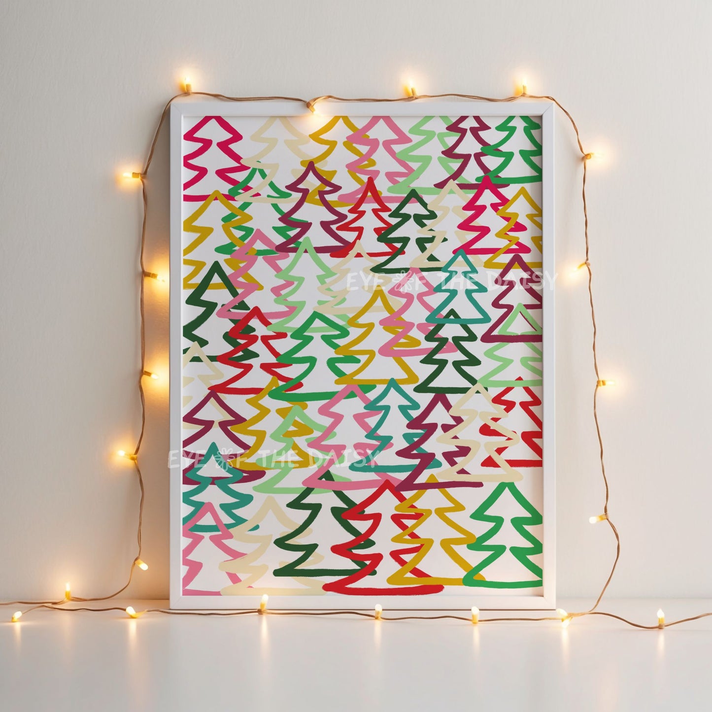 Graffiti Christmas Trees Print Digital Download | Modern Maximalist Holiday Printable Wall Art
