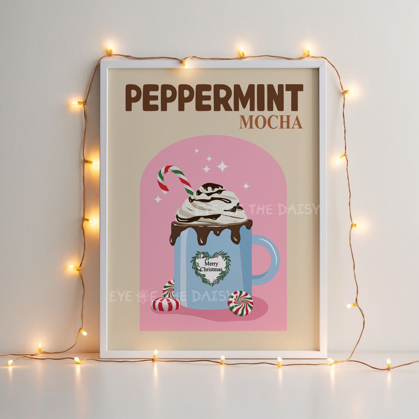 Peppermint Mocha Print Digital Download | Holiday Drink Cocoa Station Printable Wall Art