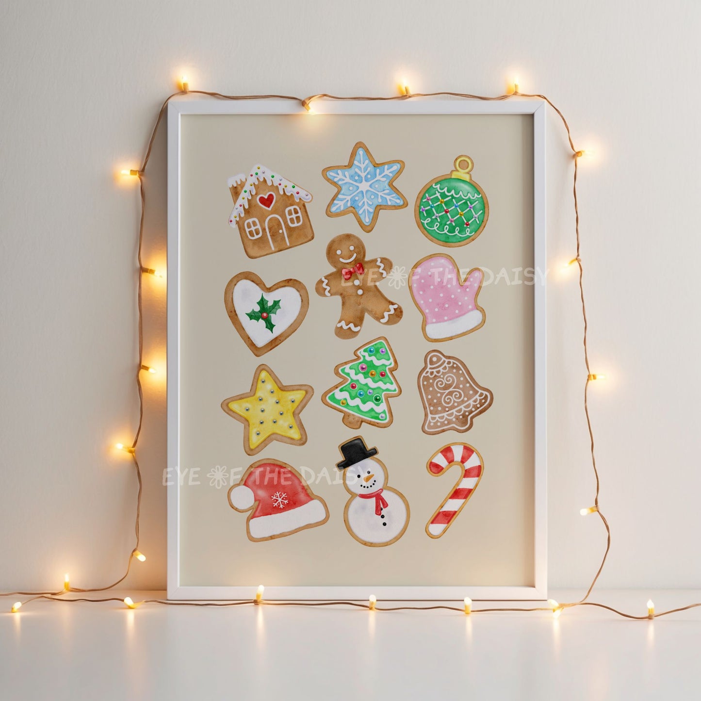 Gingerbread Cookies Print Digital Download | Christmas Kitchen Printable Wall Art