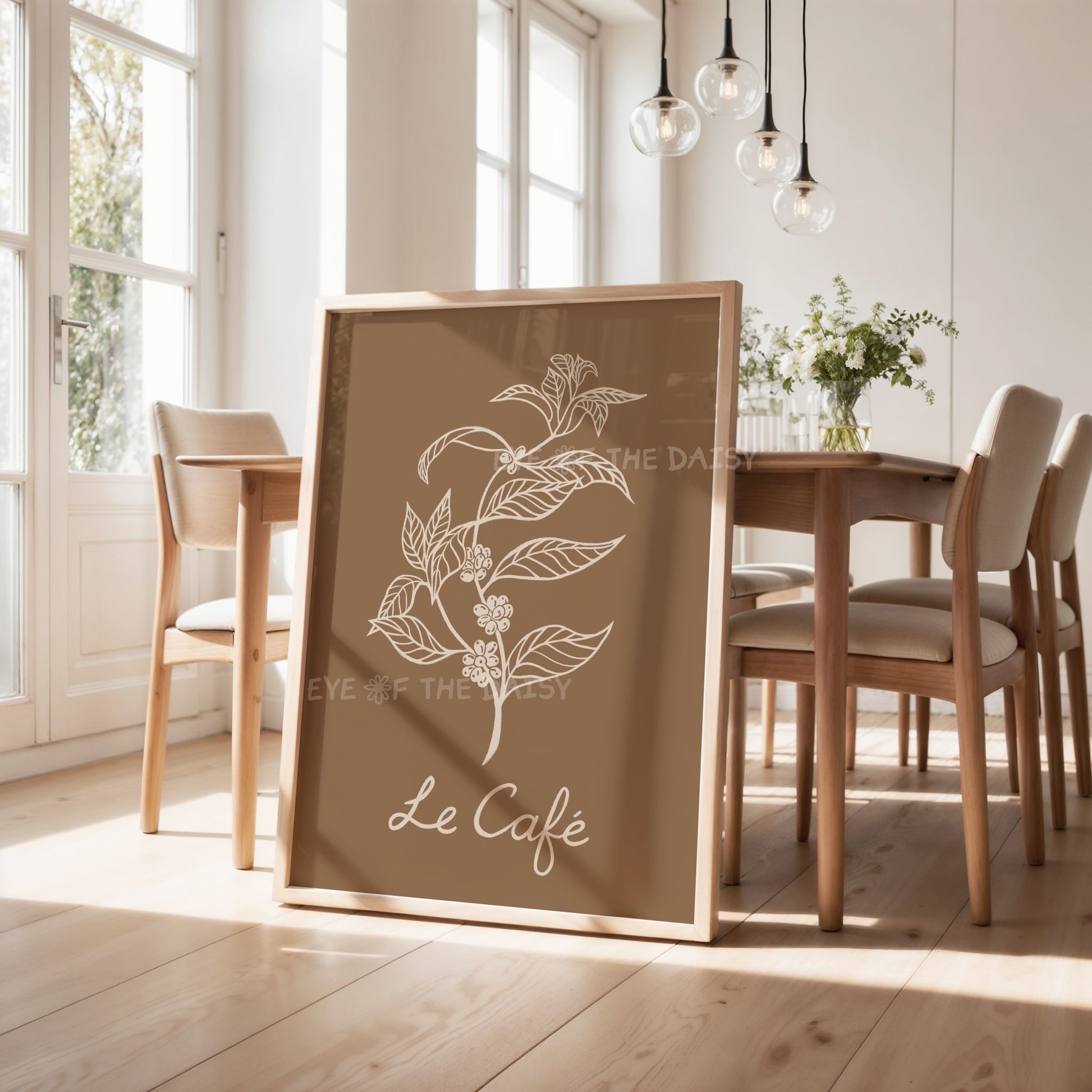 Coffee bean botanical sketch poster, natural tones for living room or dining wall