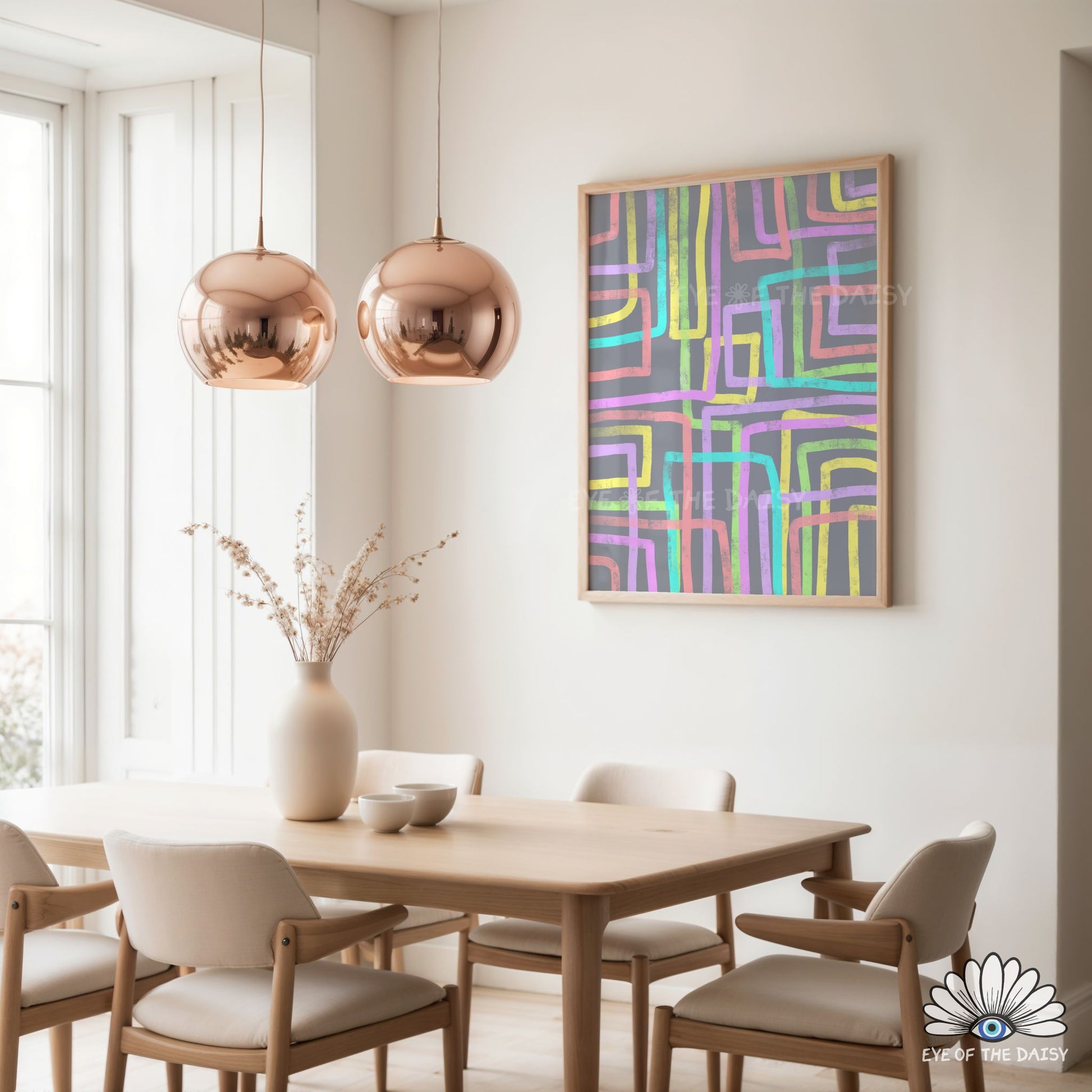 Grey and pastel colors abstract print downloadable art, contemporary minimalist wall art