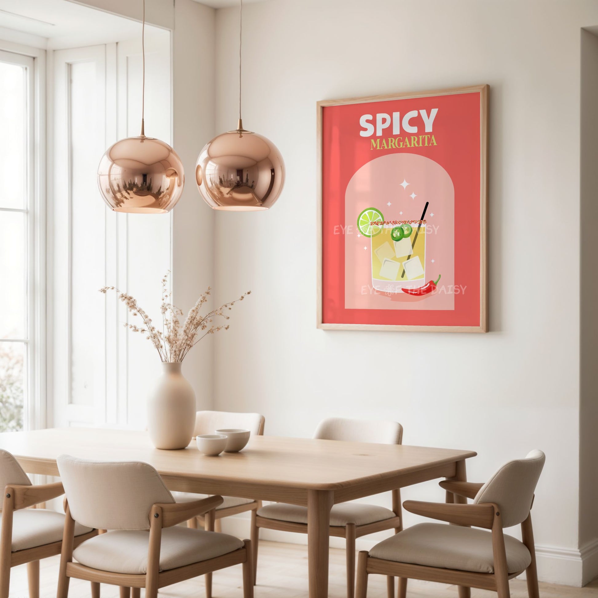 Spicy margarita "spicy marg" cocktail wall decor download, perfect as printable DIY wall decor for the kitchen