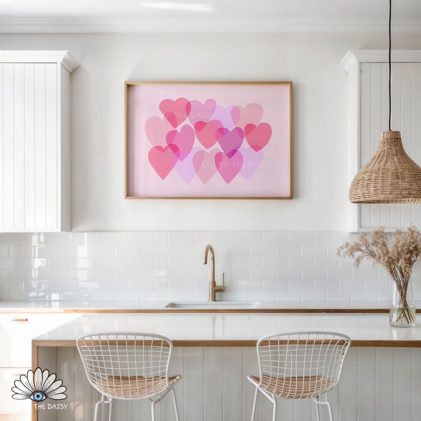 Whimsical Pink Hearts Printable Wall Art | Valentine’s Day Print Digital Download | Cute Dopamine Decor Poster