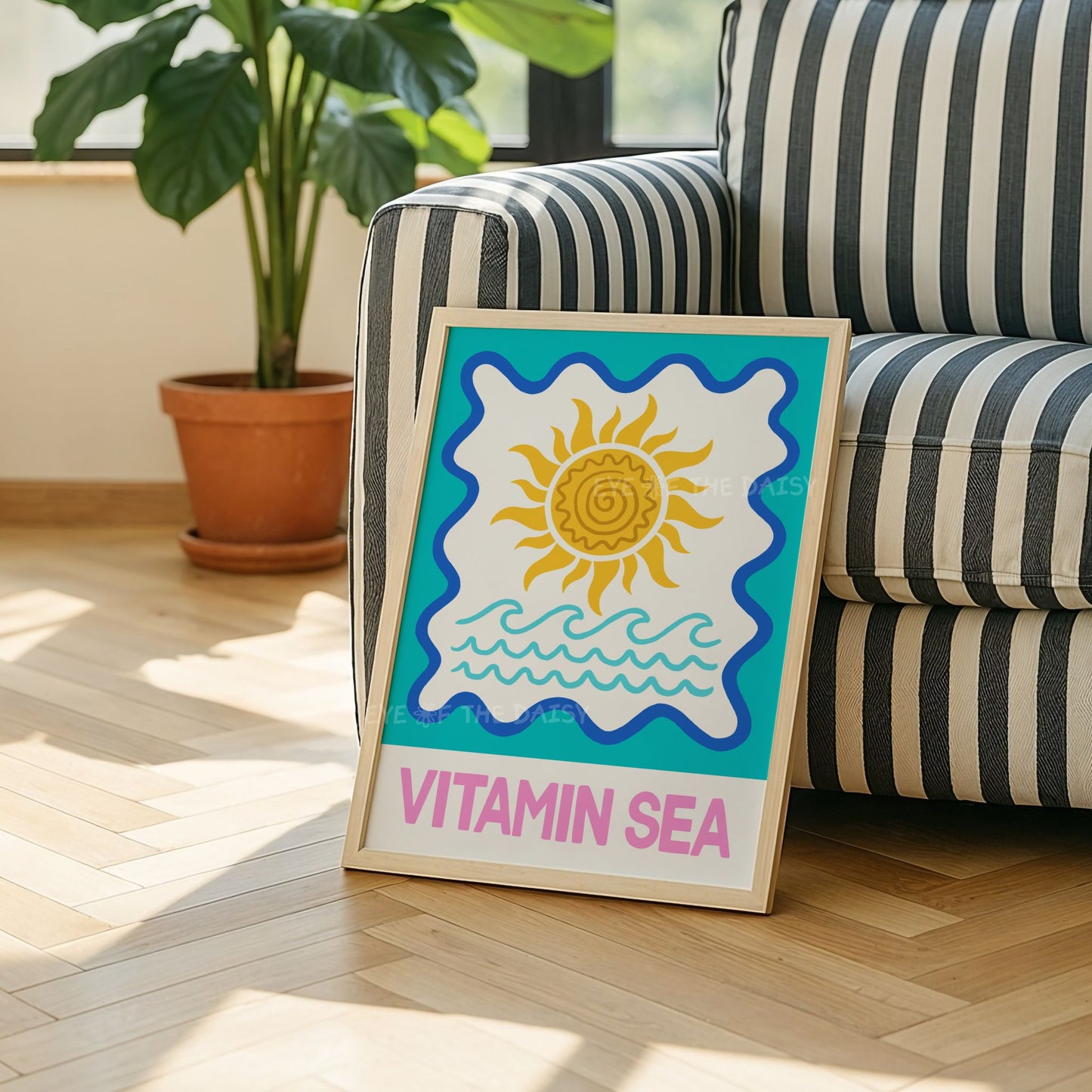 Bright beach print set of 3 – colorful coastal printable wall art, digital download trio perfect for stylish living room gallery wall decor