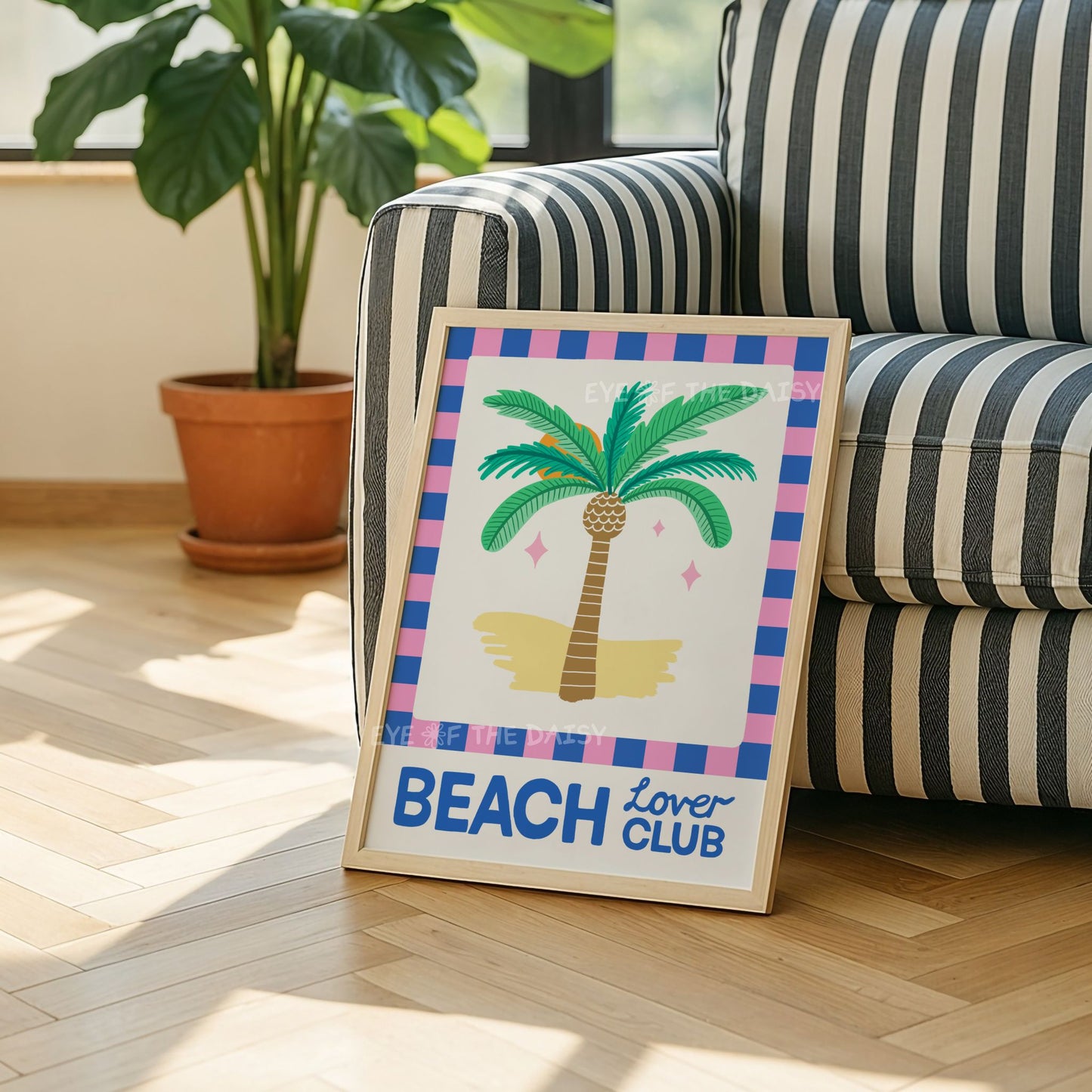 Funny Beach Lover Club wall print – colorful printable summer art, digital download poster perfect for beachy living room decor