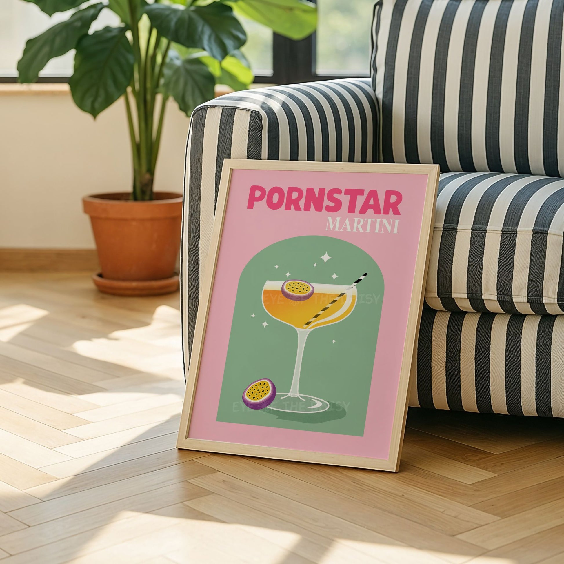 Pornstar Martini drink print for trendy kitchen or apartment, printable drink digital download poster for home bar gallery