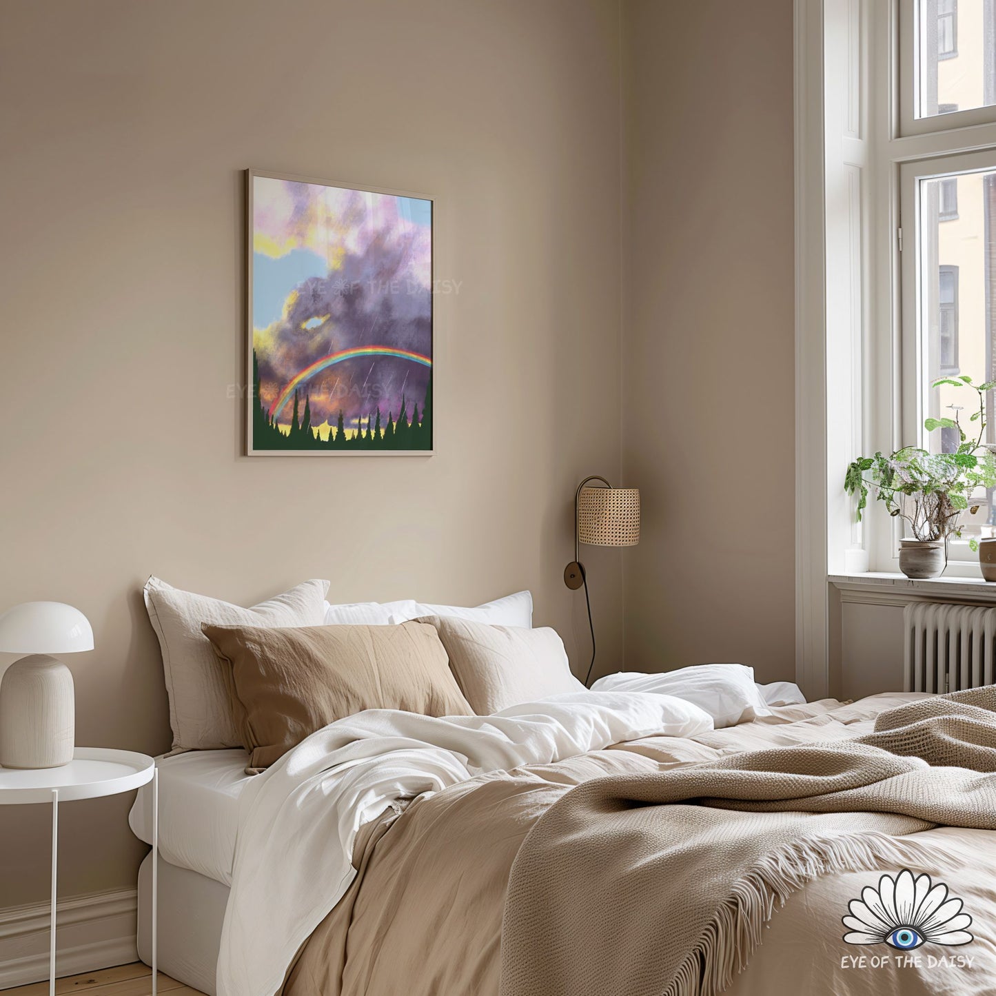 Sunset Rainbow Clouds Print Digital Download | Boho Abstract Landscape Printable Wall Art