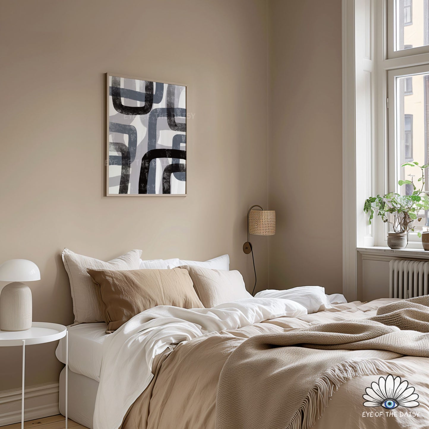 Monochrome textured abstract wall art in black, grey, and white, minimalist digital print for modern apartments or offices