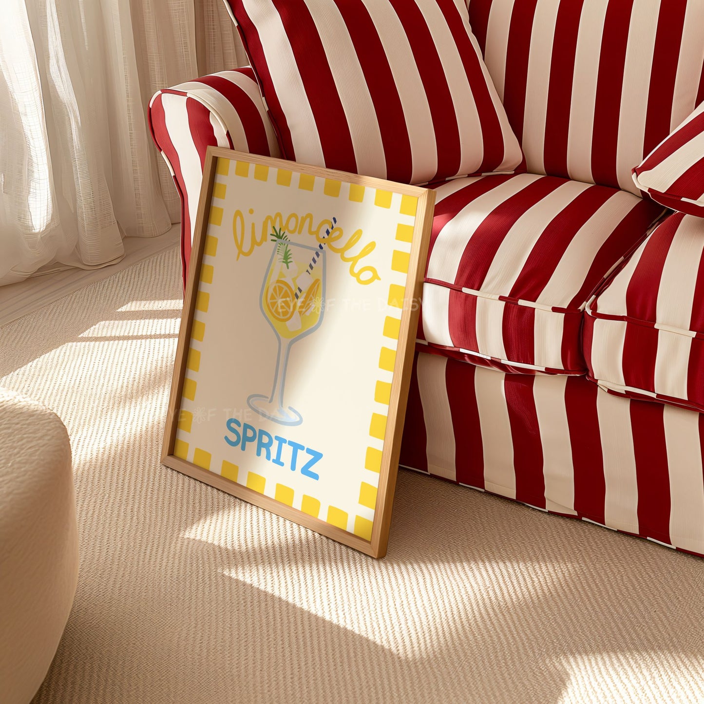 Colorful Limoncello Spritz wall art – downloadable cocktail print for an Italian kitchen or beachy rental, poster printable format