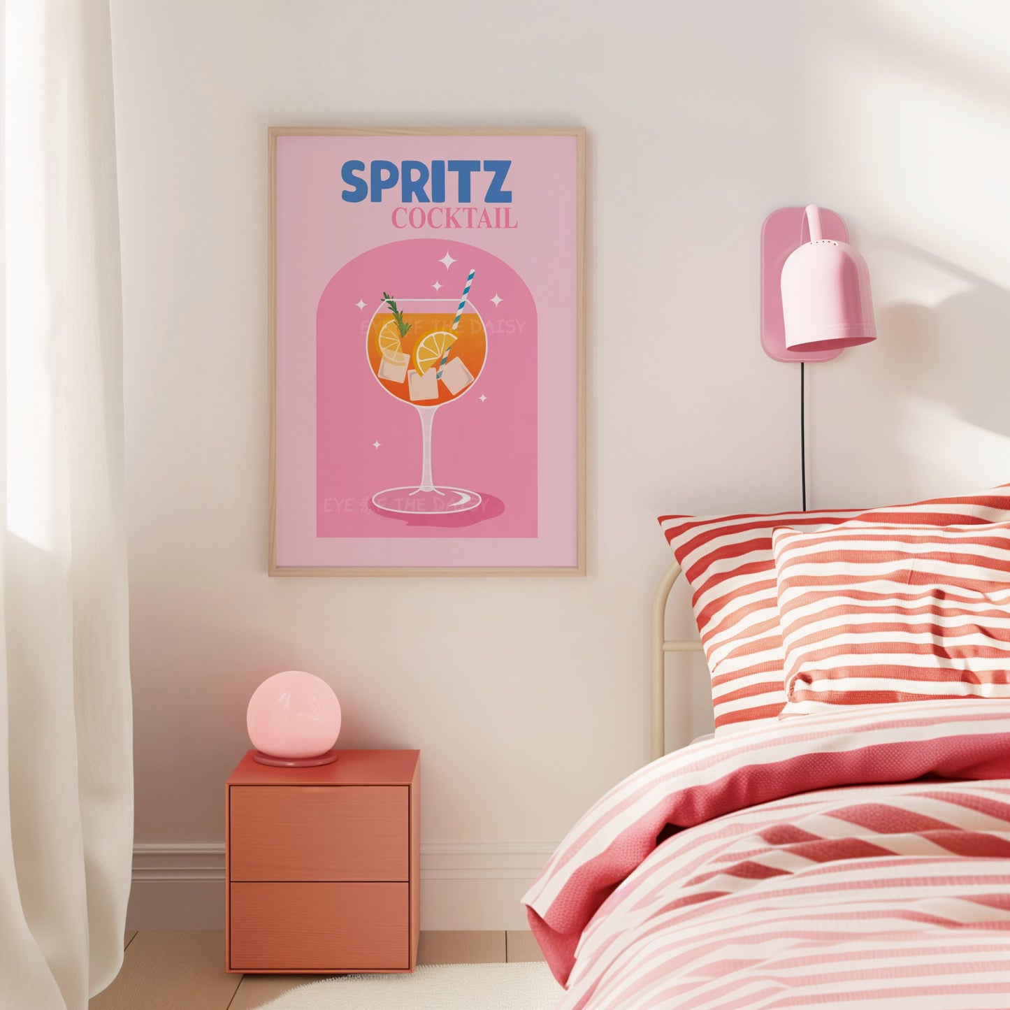 Printable drink artwork set of 6 for student room wall, retro cocktails poster gallery download for trendy college room or dorm decor