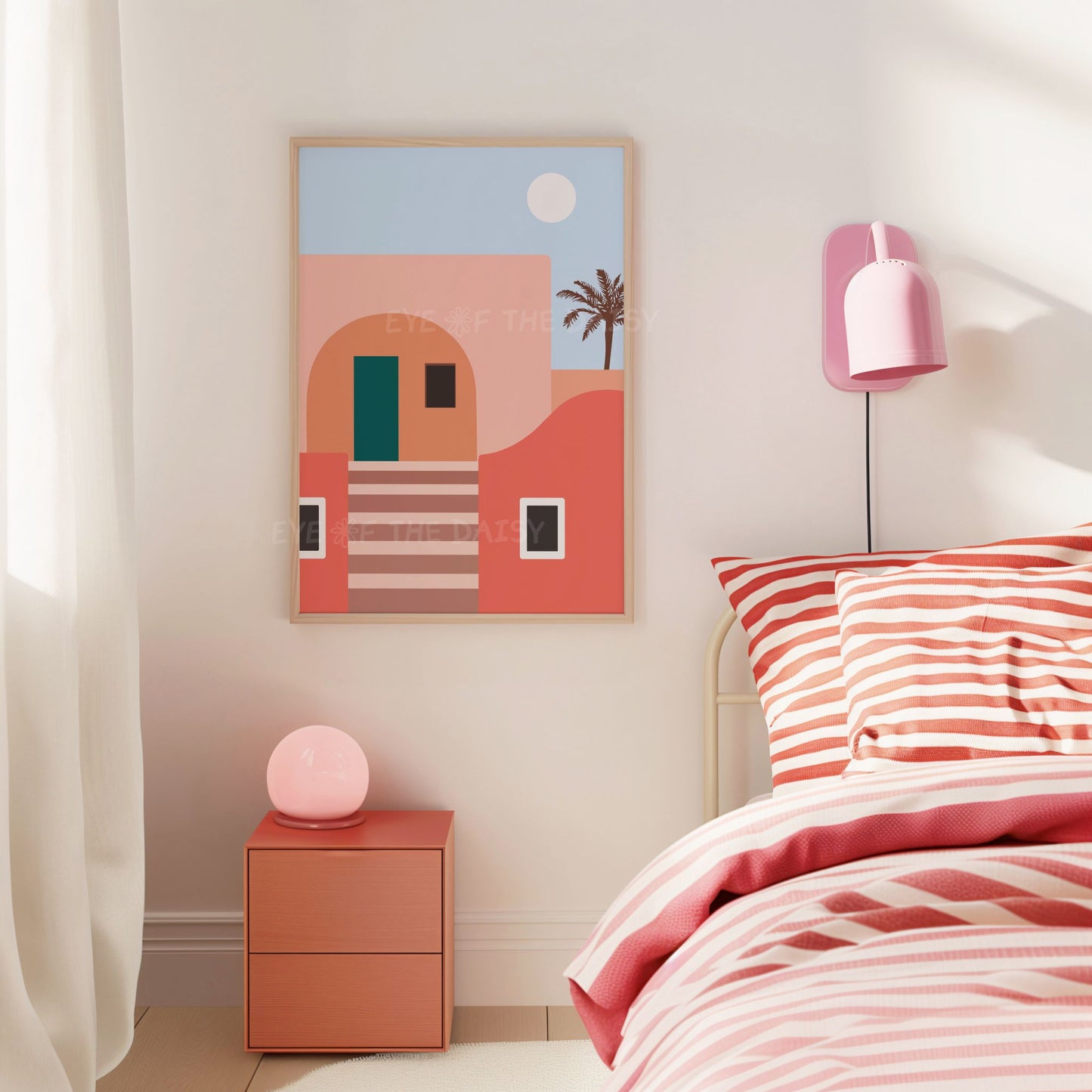 Colorful abstract architecture print set, mid century modern colourful buildings printable wall art for trendy apartment decor